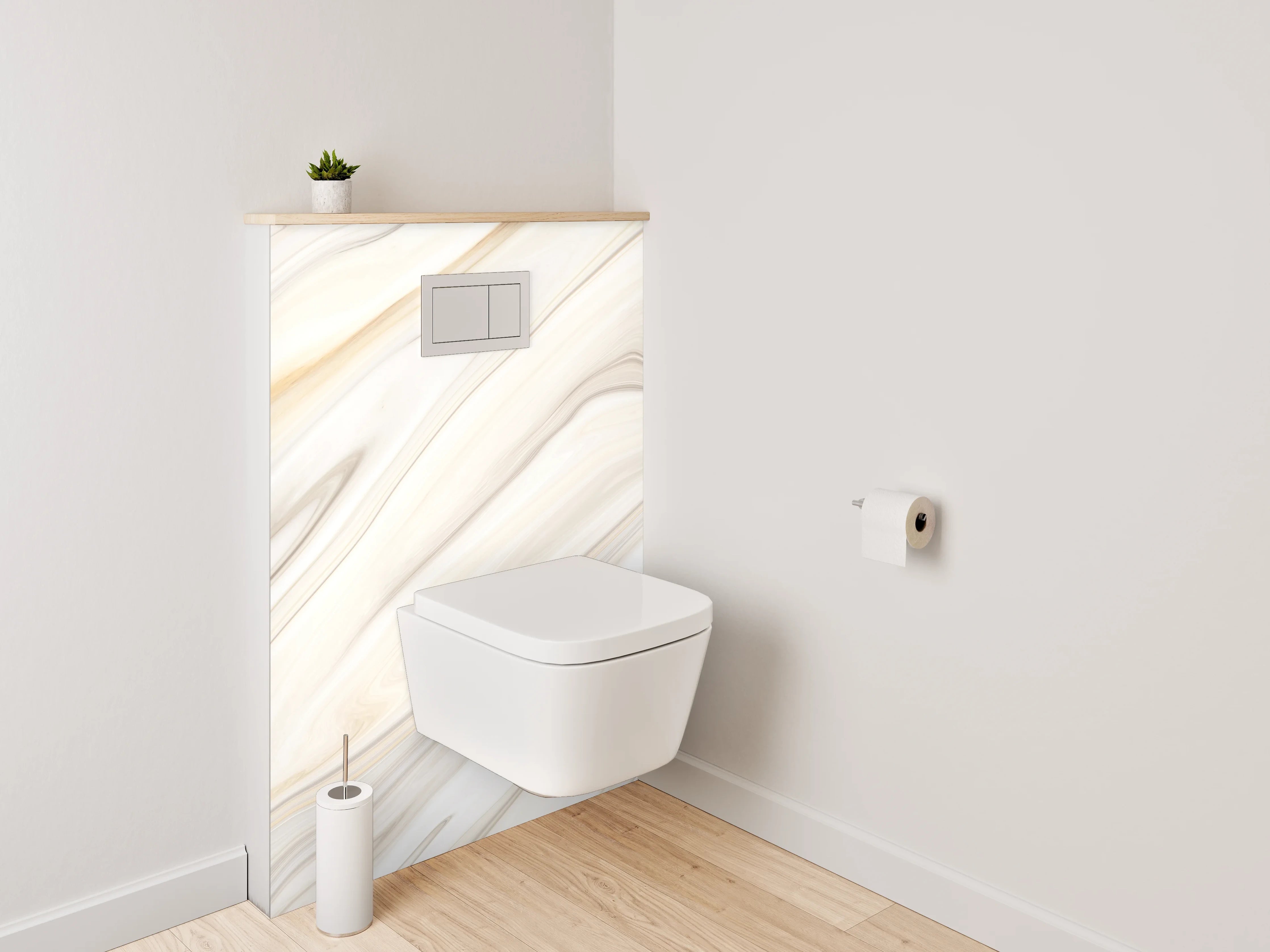 WC-Rückwand - Sanftgrauer Marmor in Weißoptik
