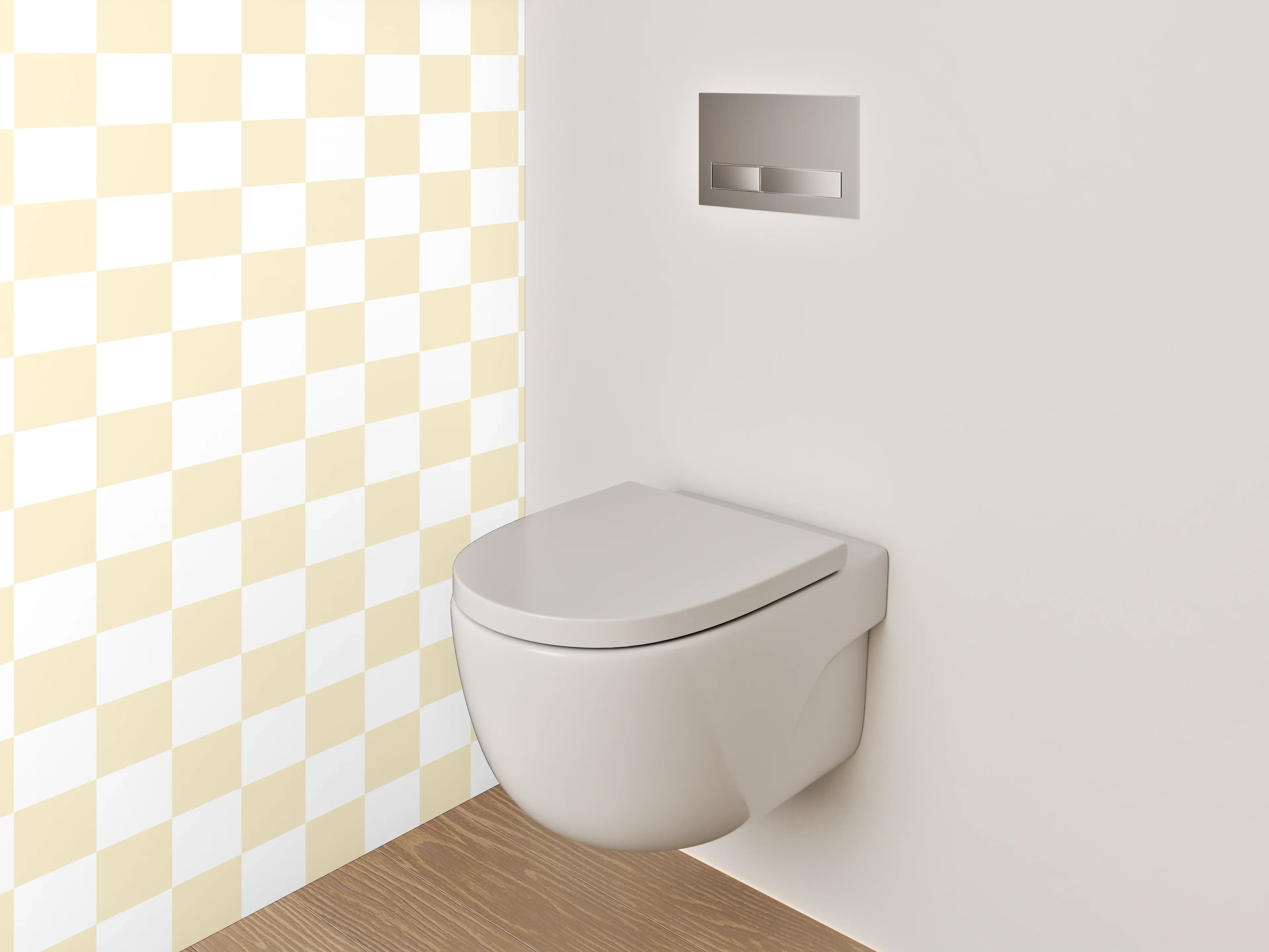 WC-Rückwand - Schachbrett Muster Beige Weiß