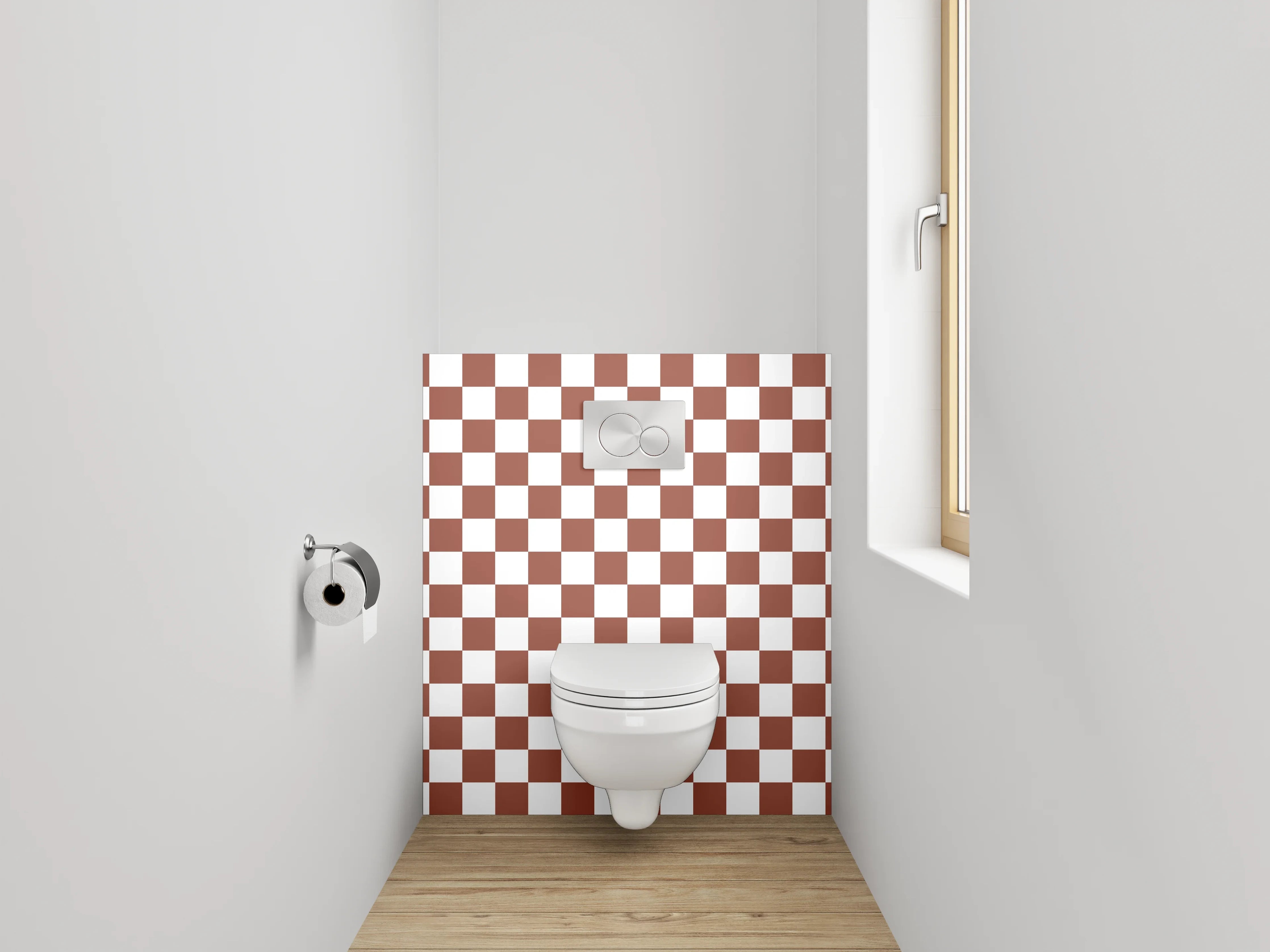 WC-Rückwand - Schachbrett Muster Braun Weiß