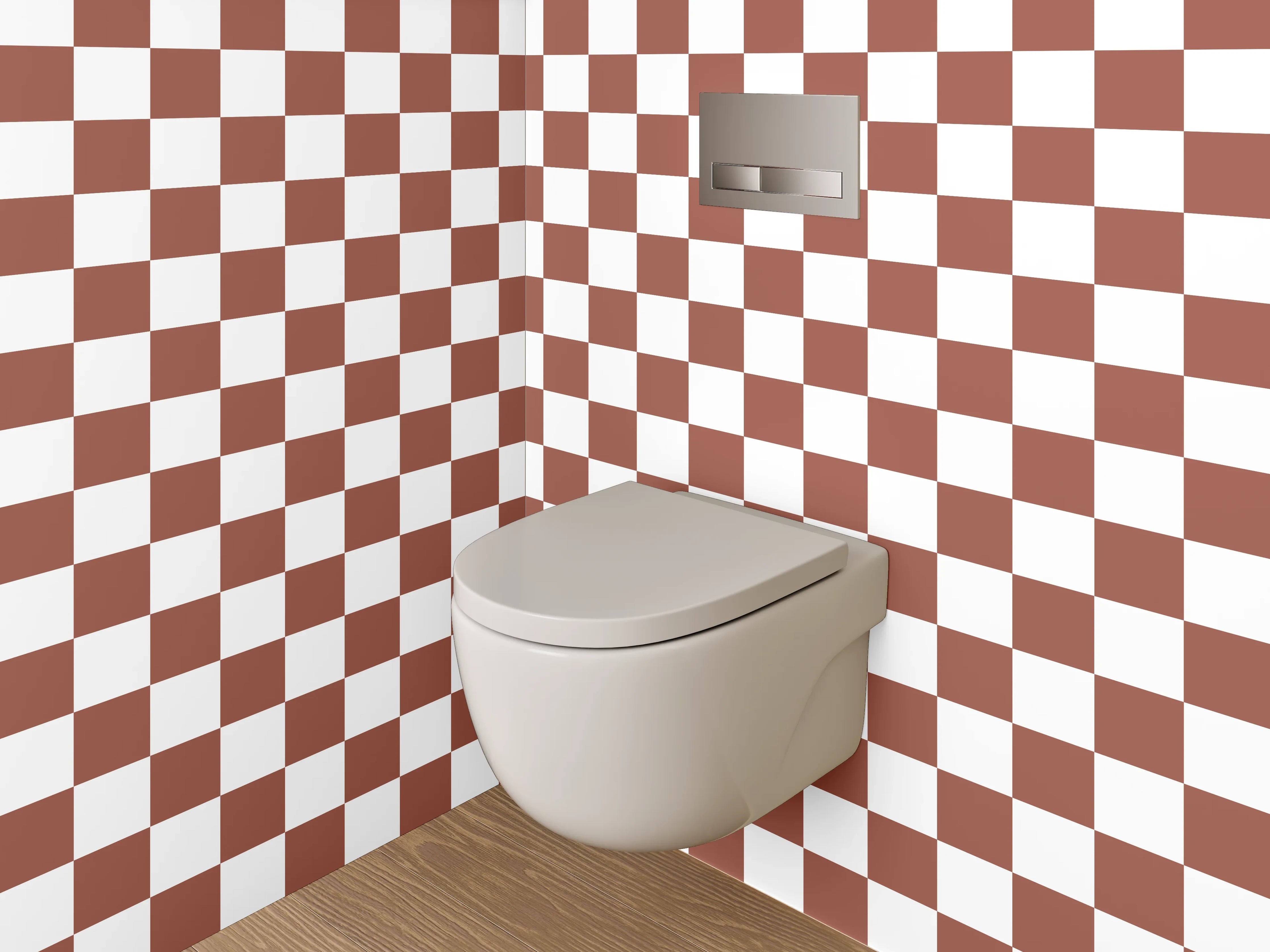 WC-Rückwand - Schachbrett Muster Braun Weiß