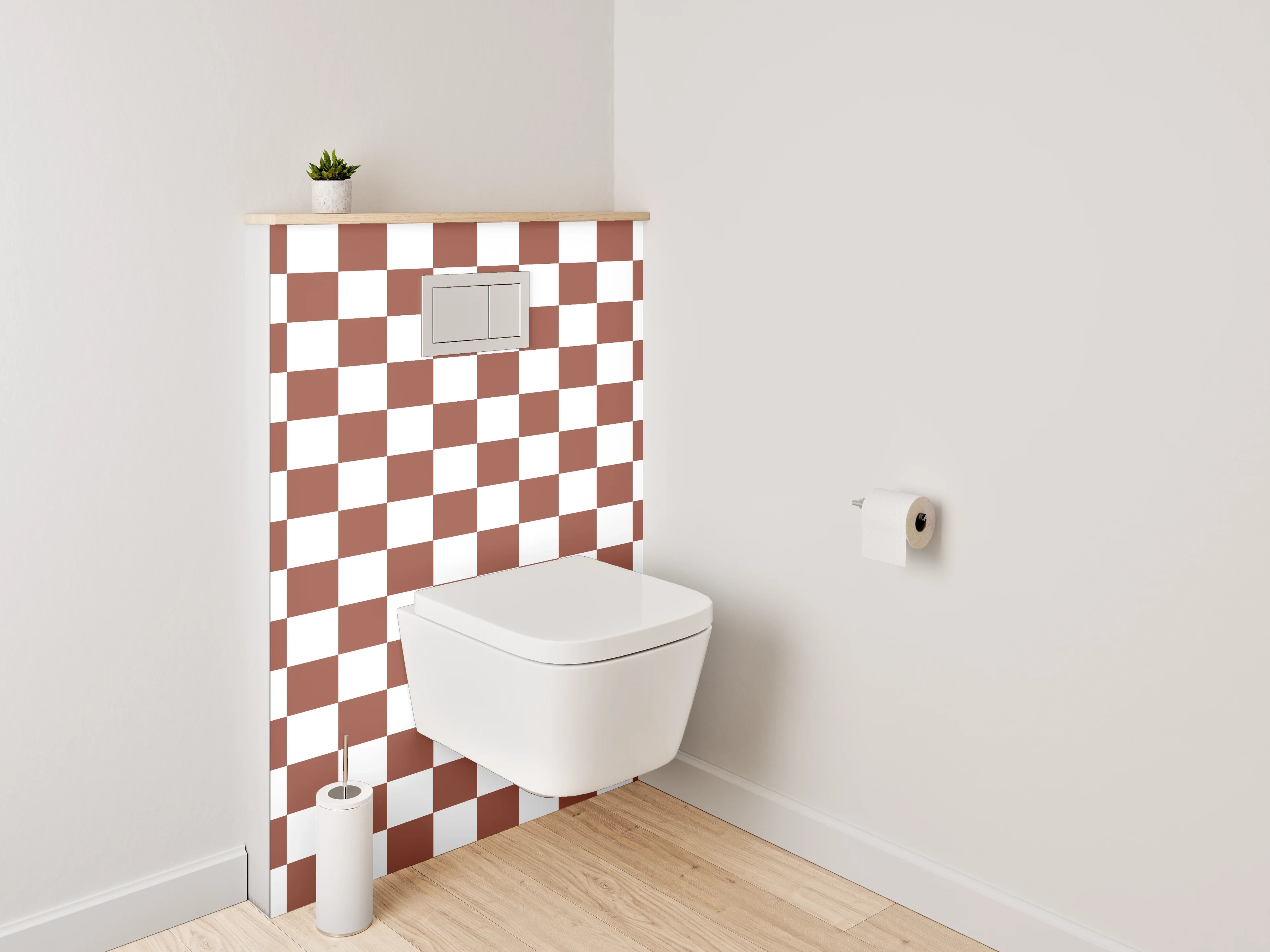 WC-Rückwand - Schachbrett Muster Braun Weiß
