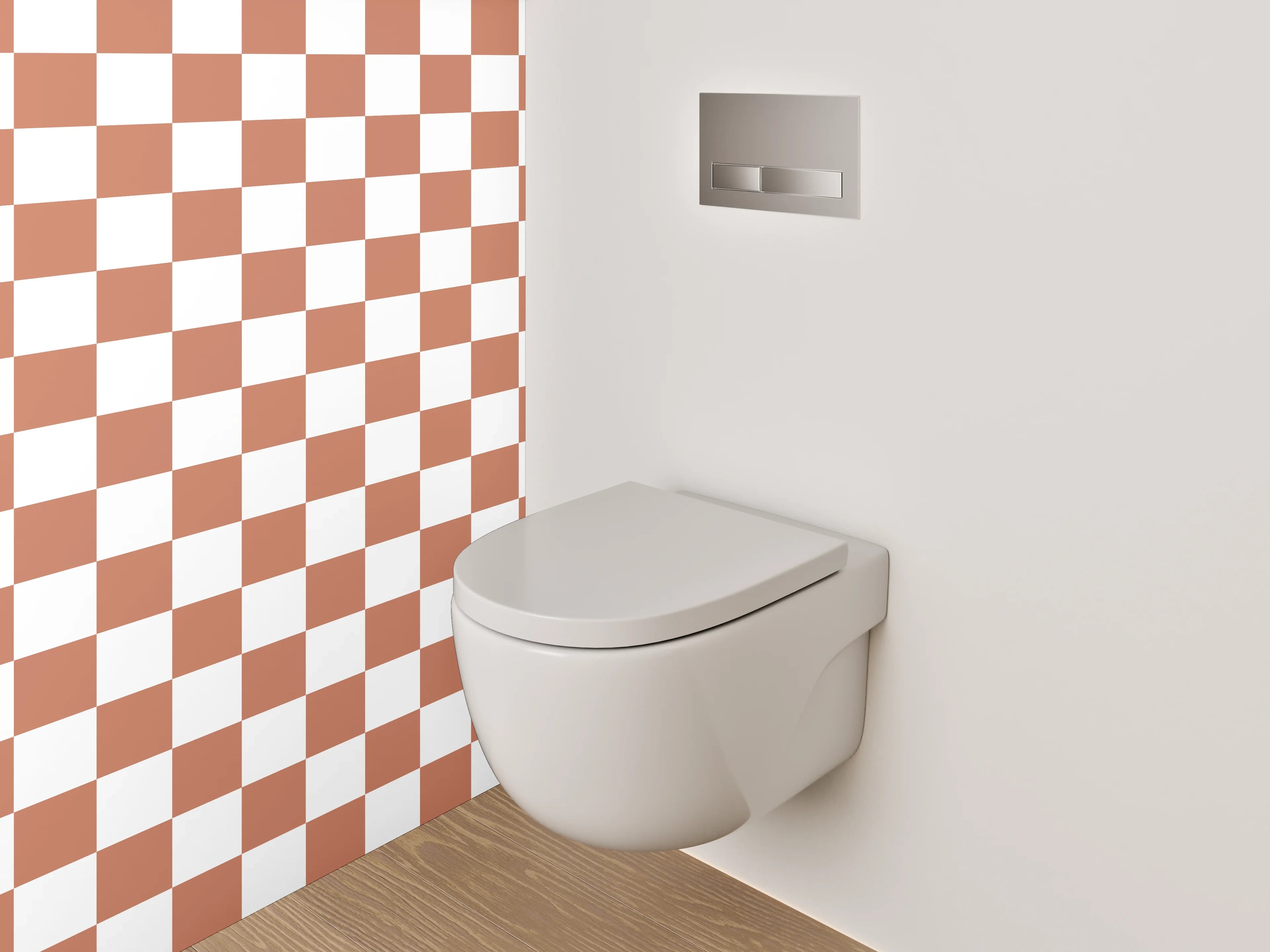 WC-Rückwand - Schachbrett Muster Fliesen Braun Weiß