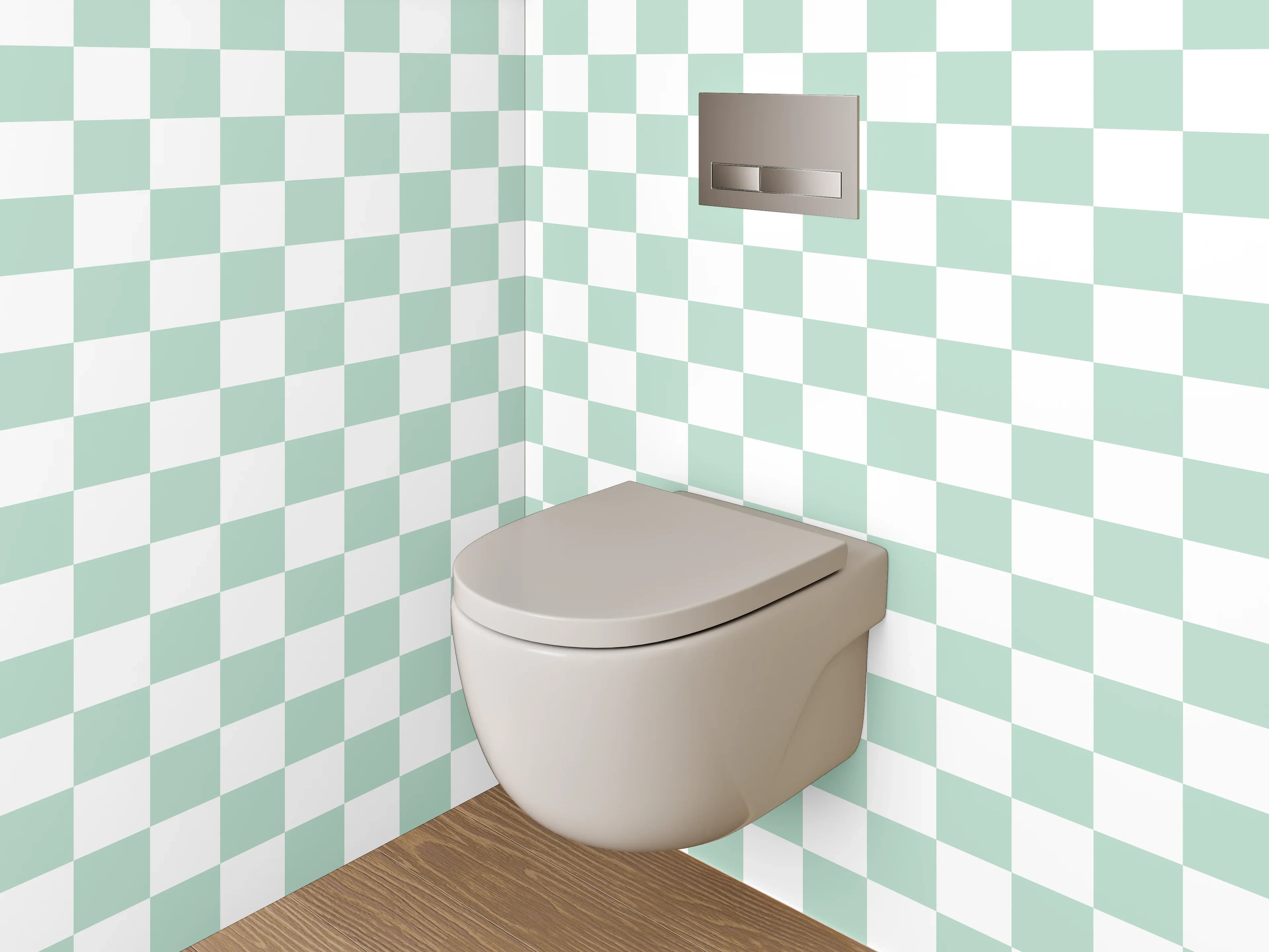 WC-Rückwand - Schachbrettmuster Weiß Grün Modern