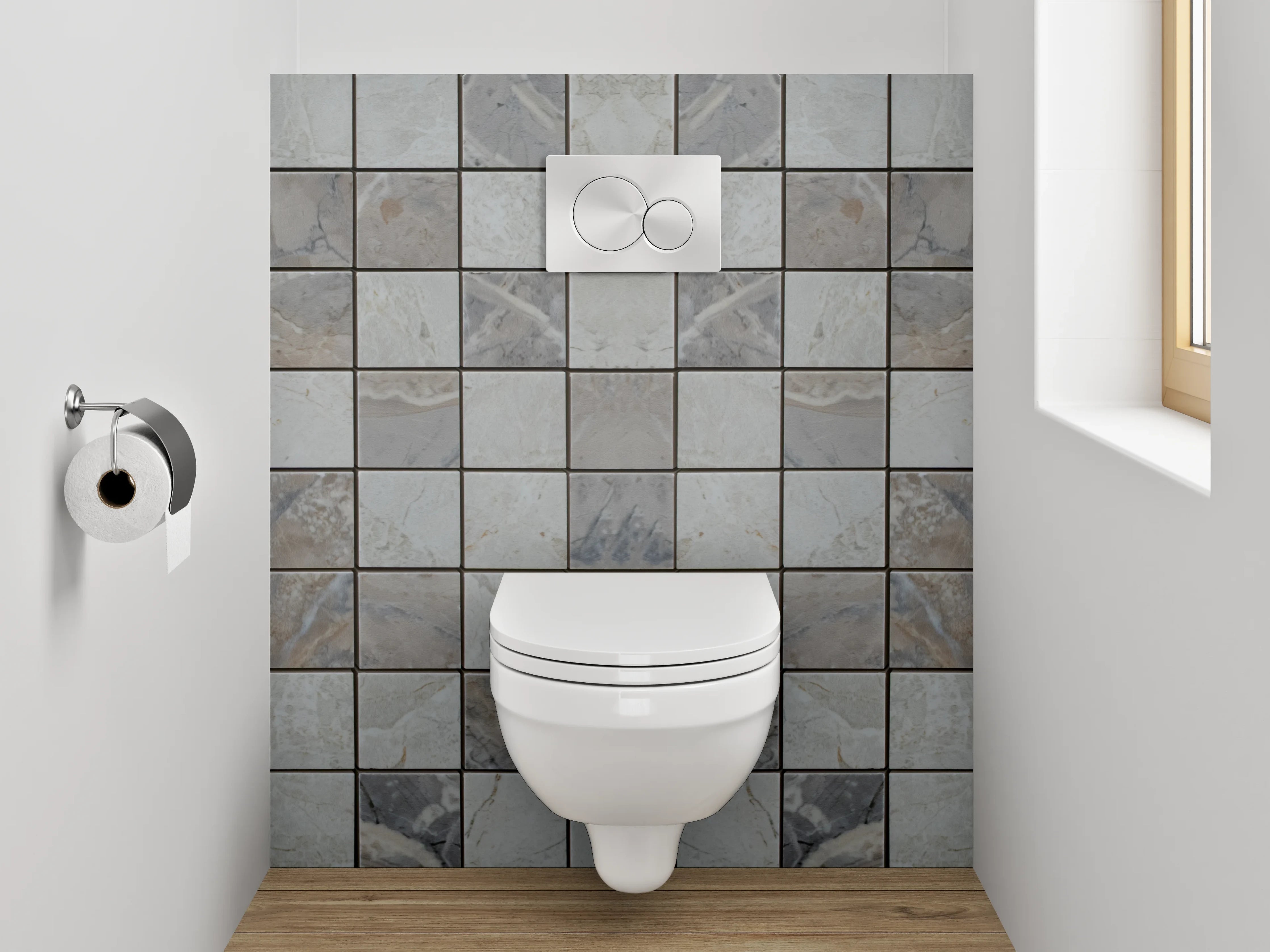 WC-Rückwand - Schiefergraues Mosaik-Design Fliesenoptik