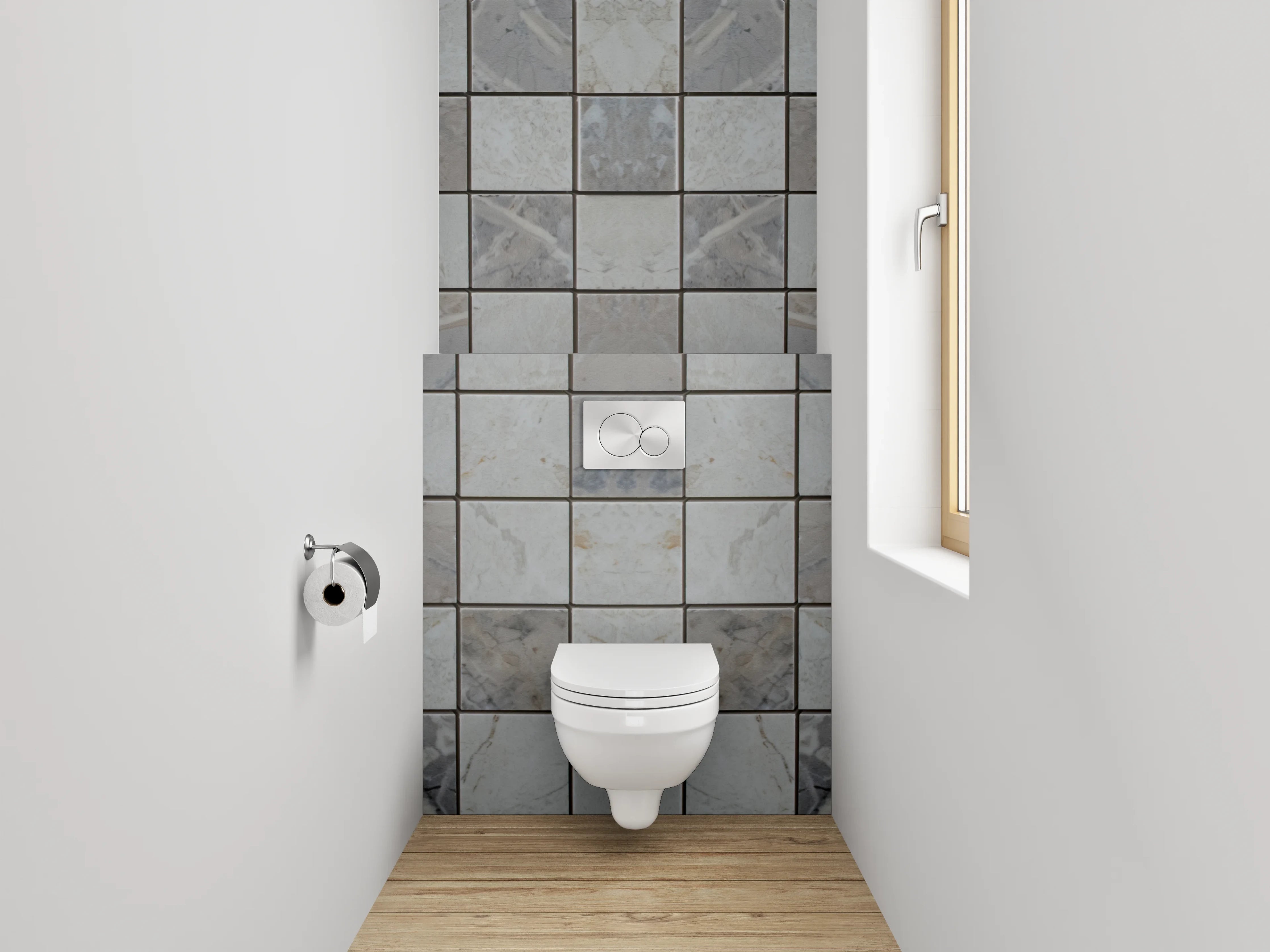 WC-Rückwand - Schiefergraues Mosaik-Design Fliesenoptik