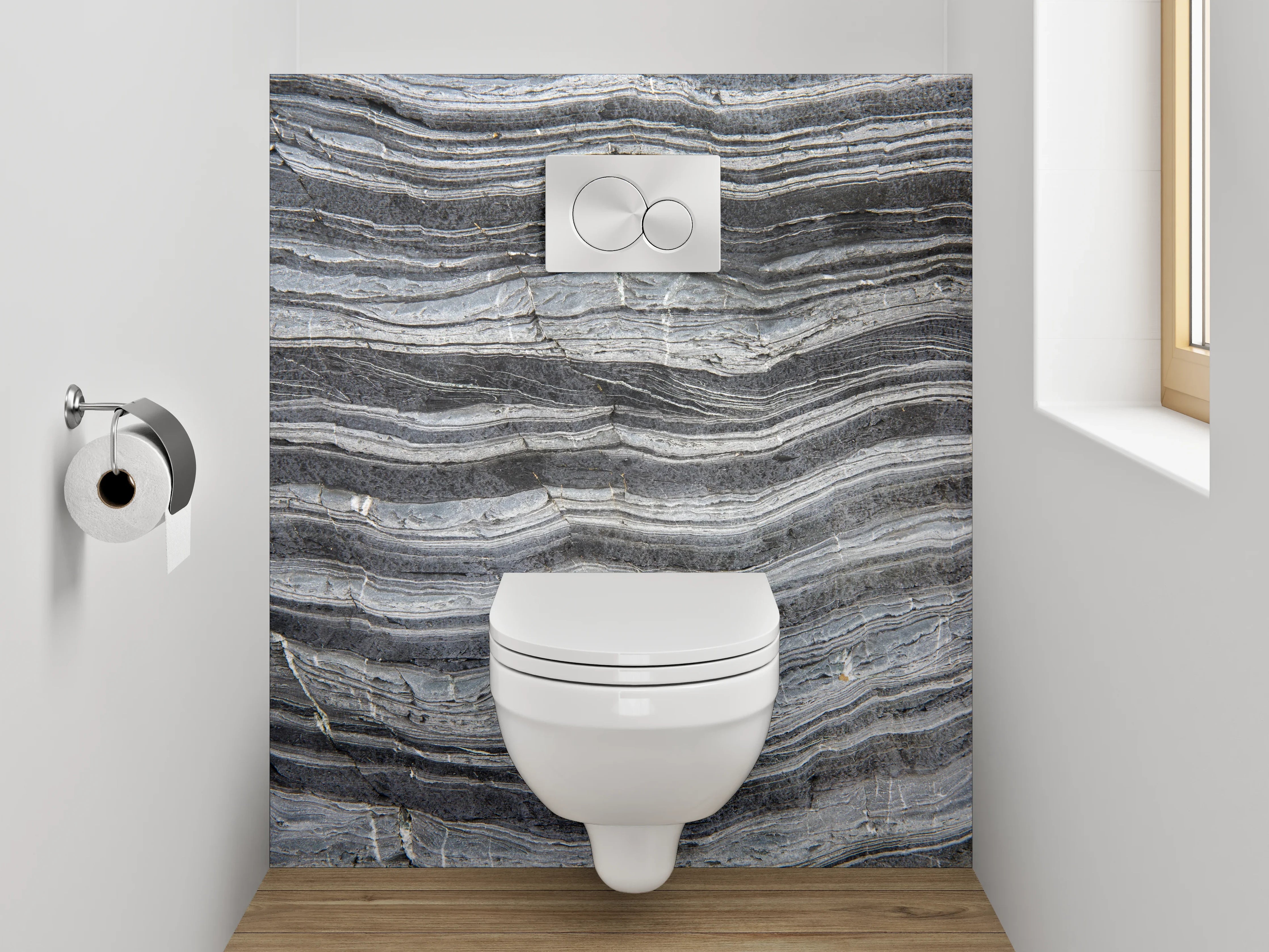 WC-Rückwand - Schiefermuster in Schwarz-Grau