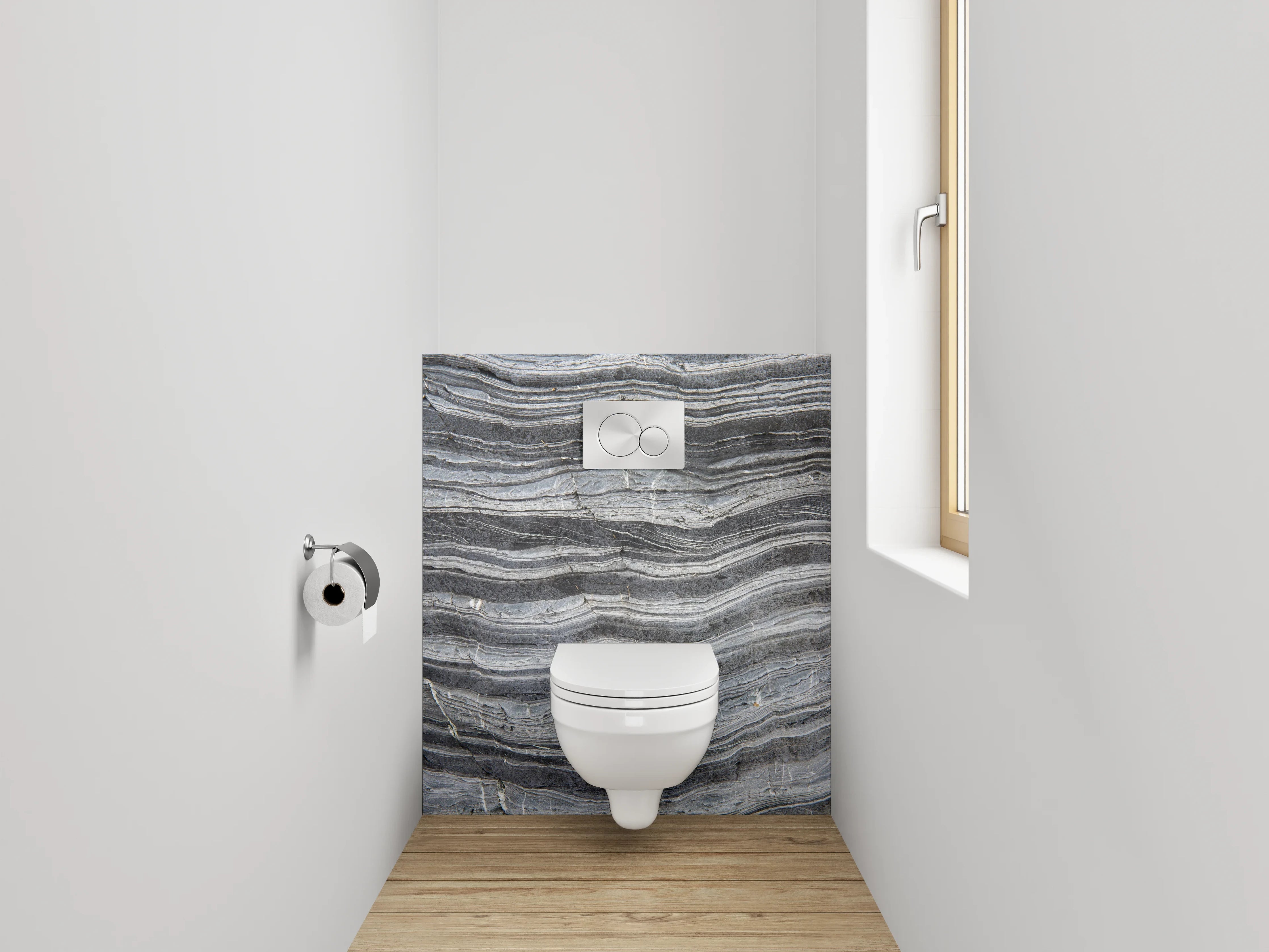 WC-Rückwand - Schiefermuster in Schwarz-Grau