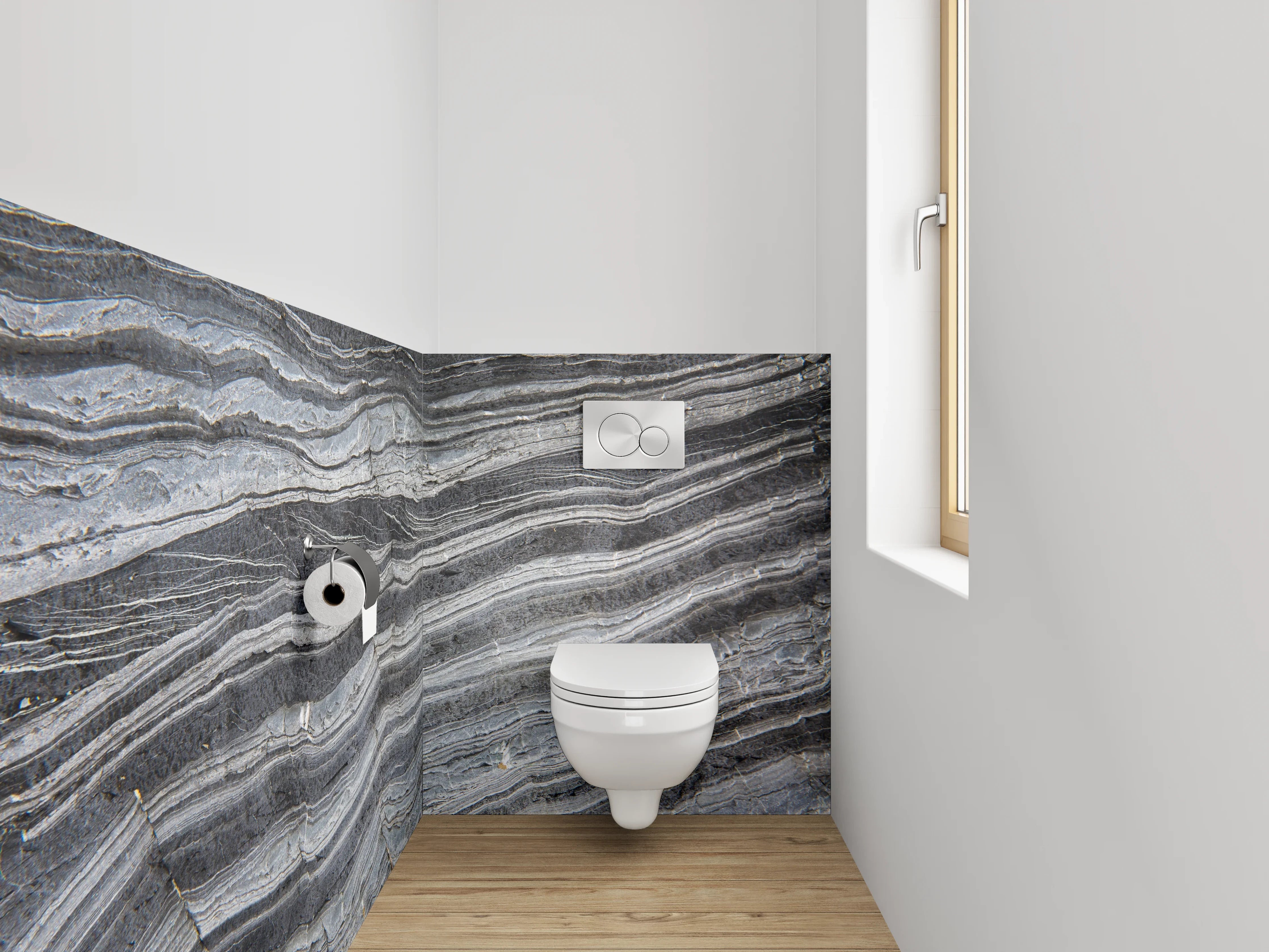 WC-Rückwand - Schiefermuster in Schwarz-Grau