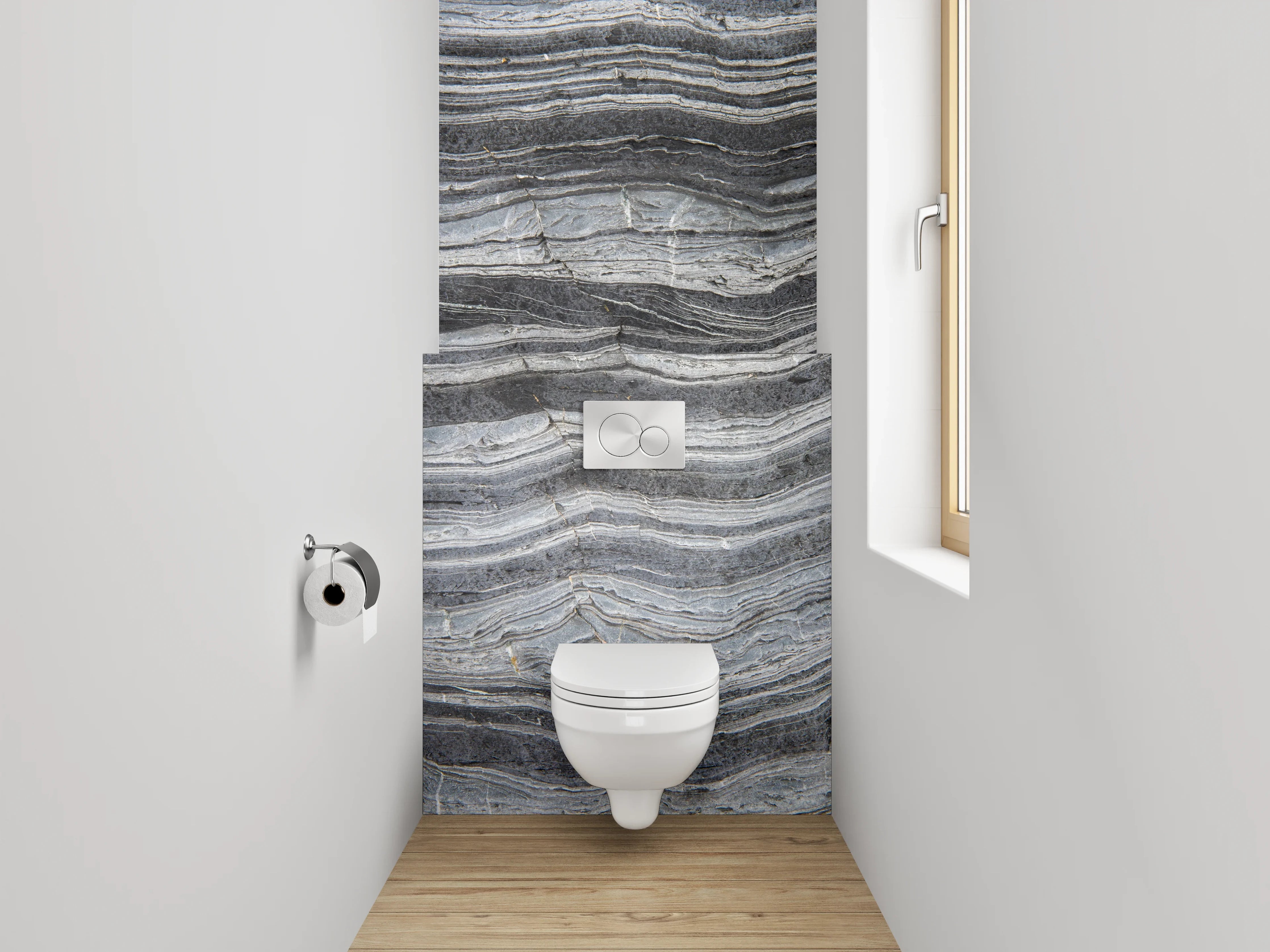 WC-Rückwand - Schiefermuster in Schwarz-Grau