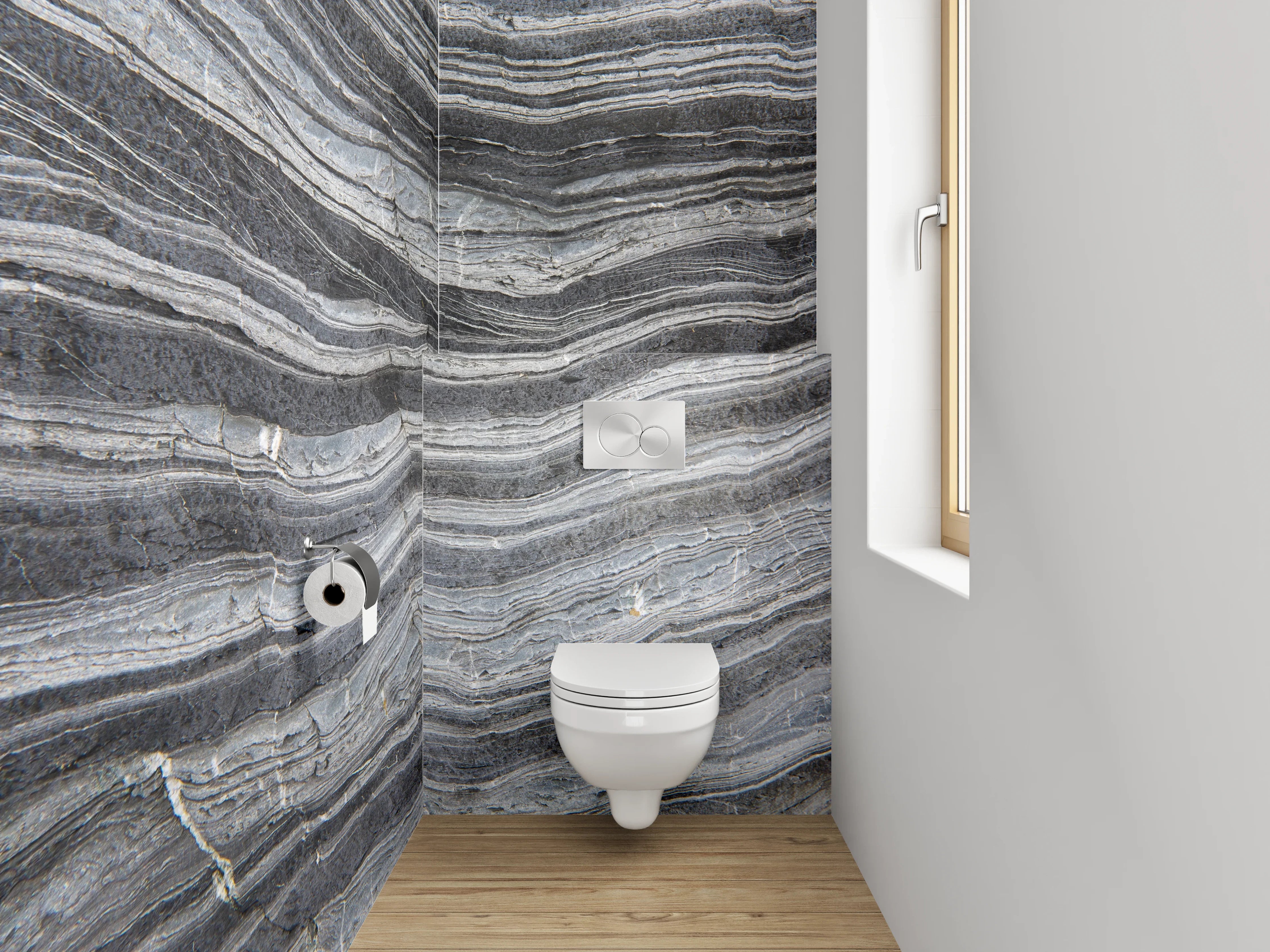WC-Rückwand - Schiefermuster in Schwarz-Grau