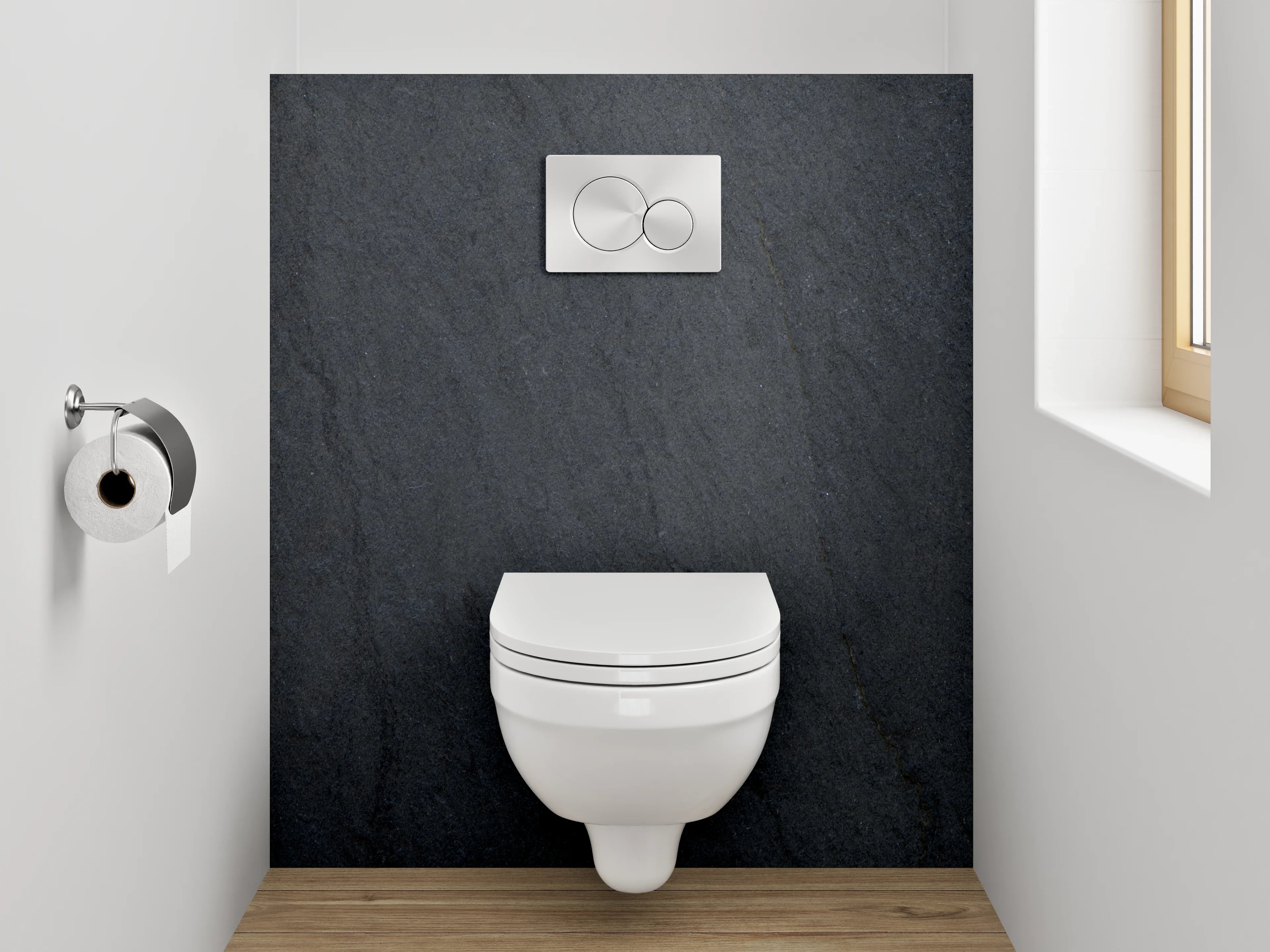 WC-Rückwand - Schieferoptik Schwarz Naturstein Wand