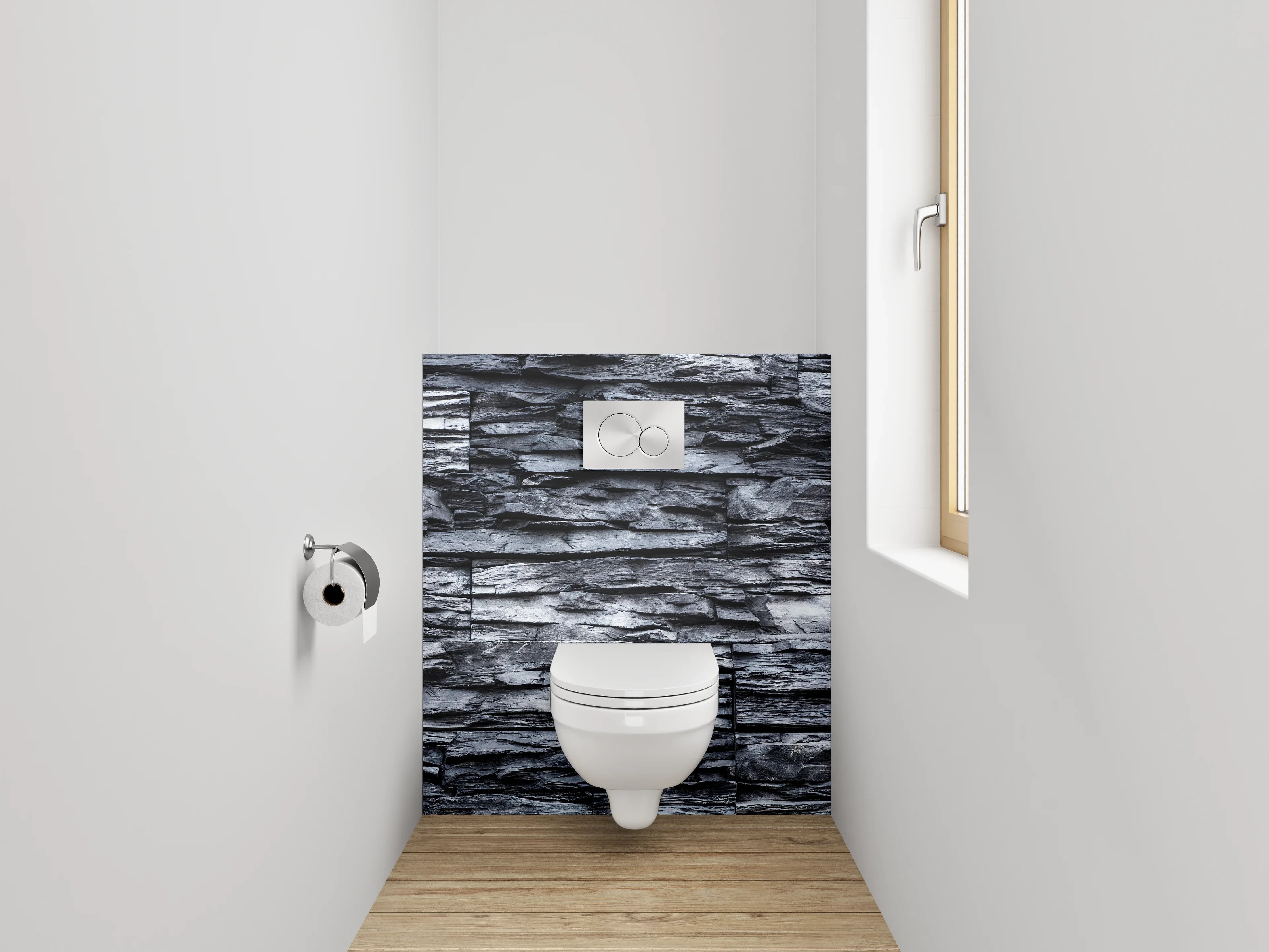 WC-Rückwand - Schieferoptik Wanddekor Grau