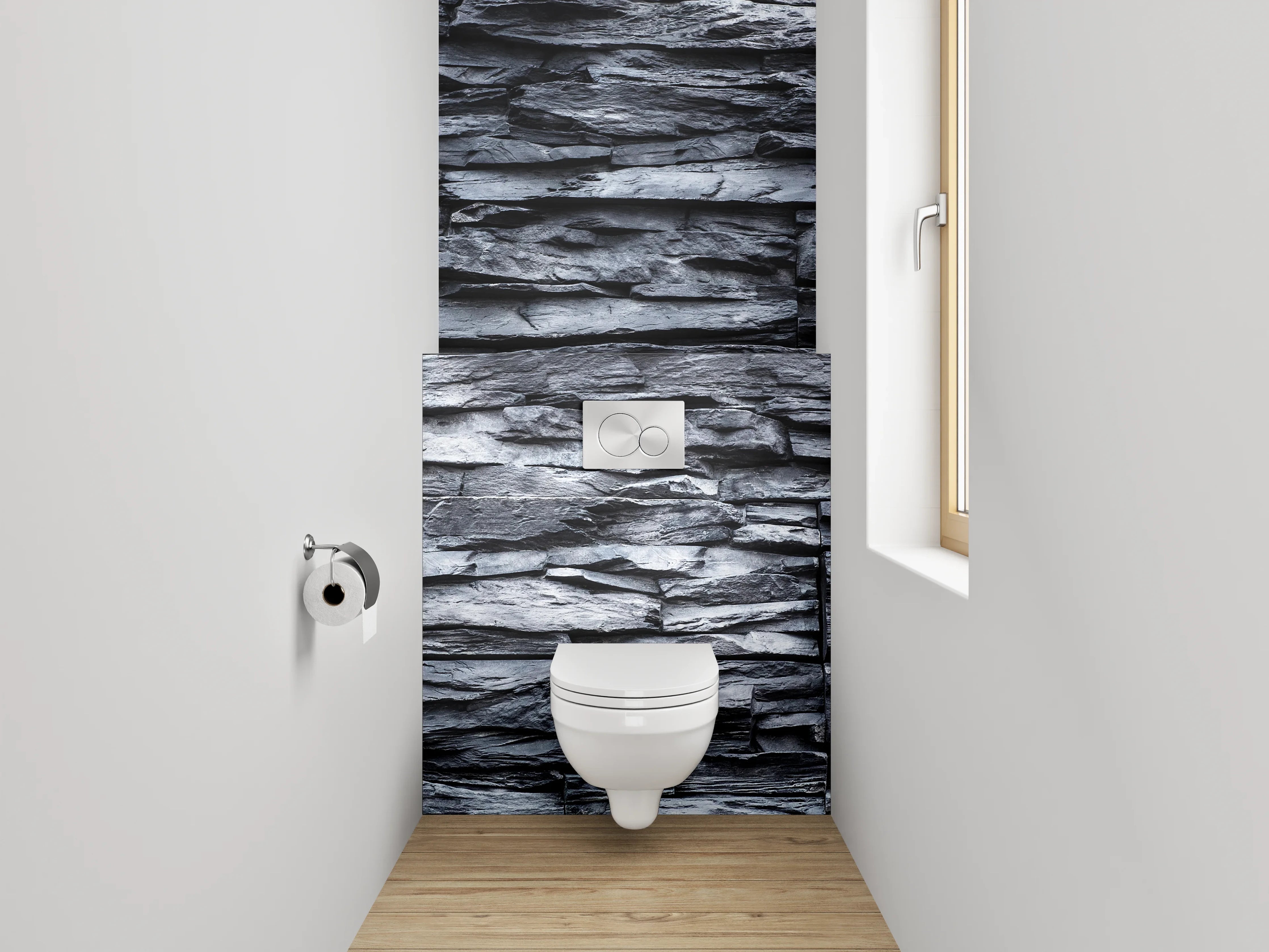 WC-Rückwand - Schieferoptik Wanddekor Grau