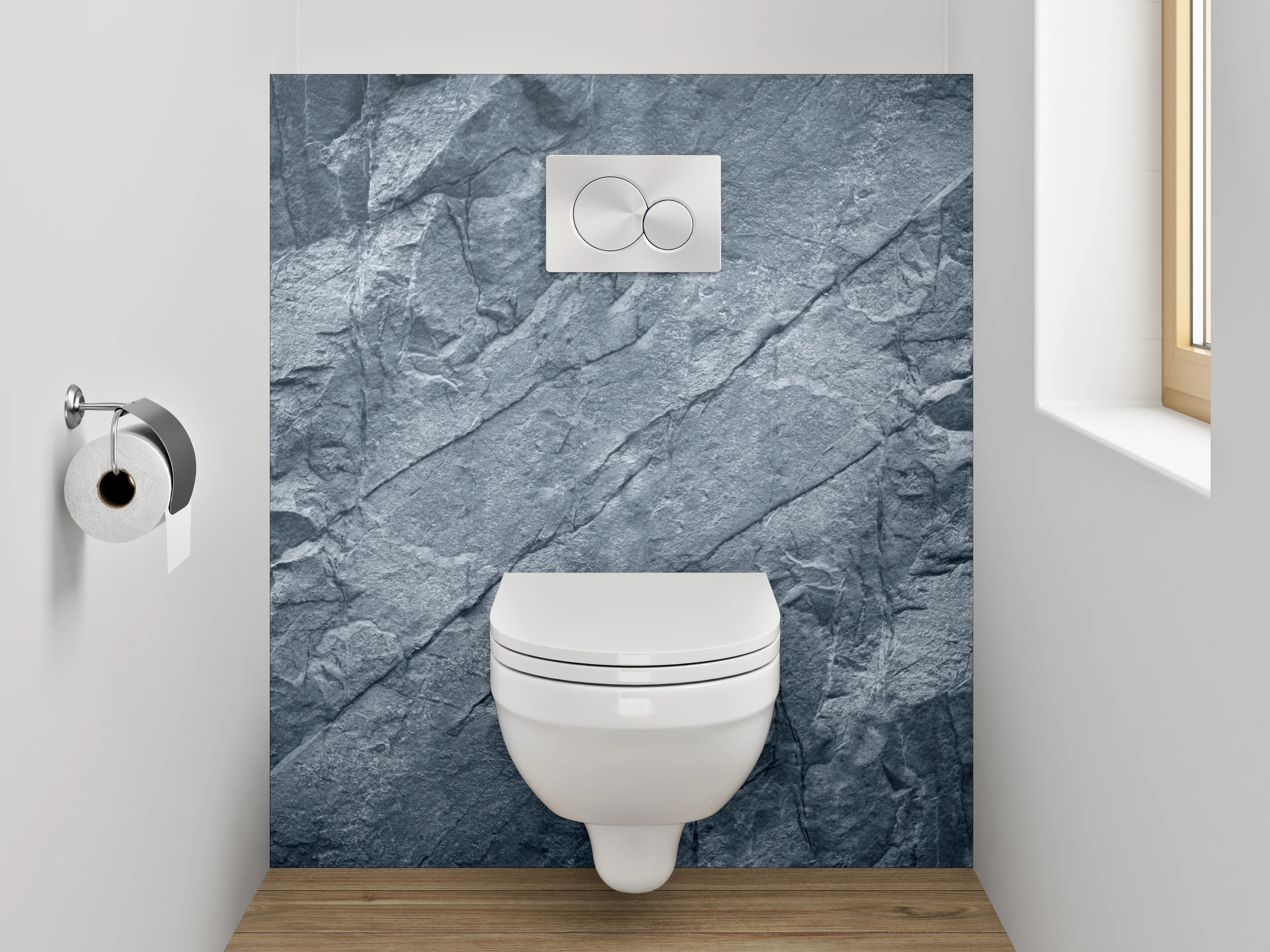 WC-Rückwand - Schieferstruktur Grau Blau Dekor