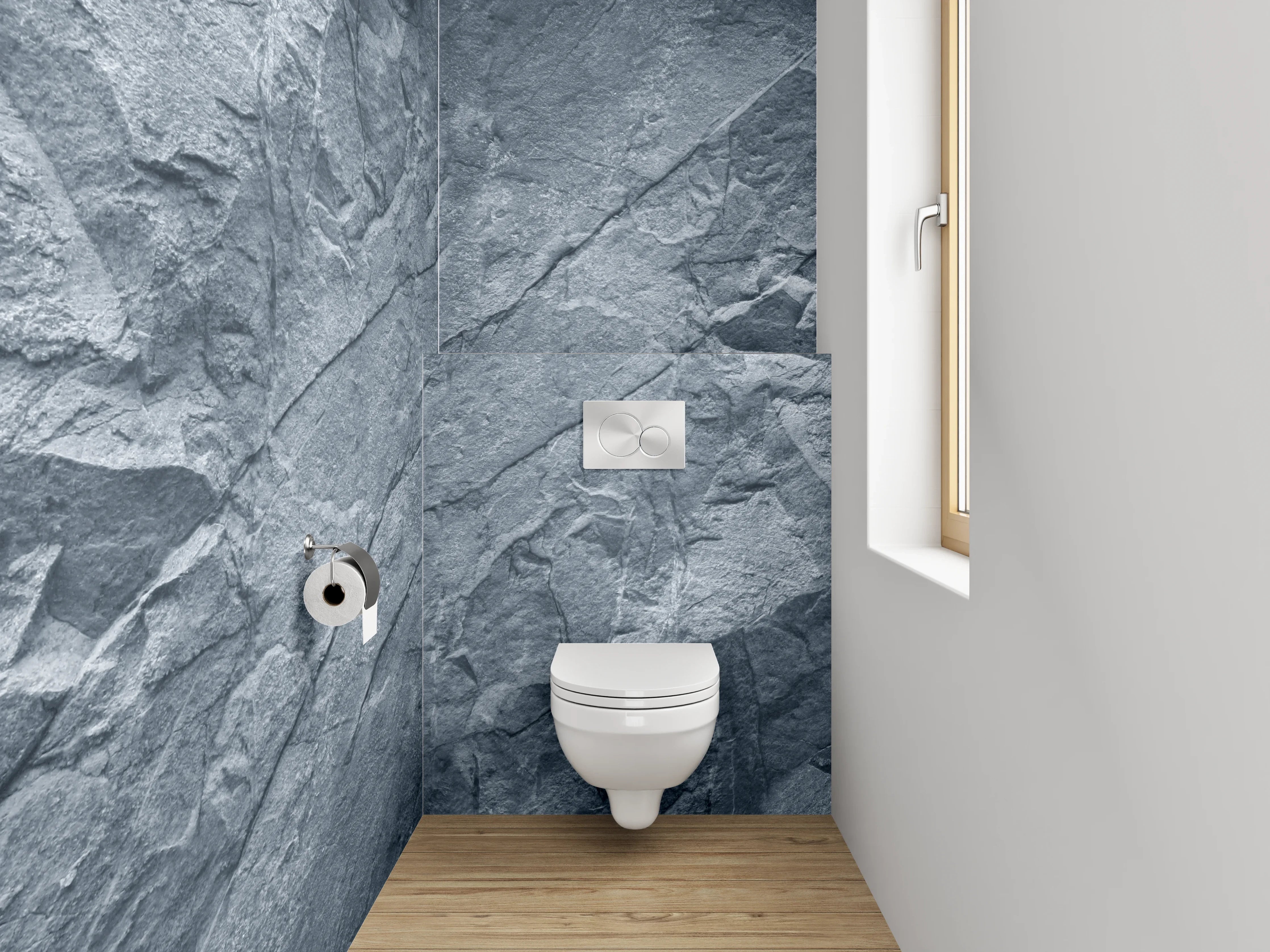 WC-Rückwand - Schieferstruktur Grau Blau Dekor