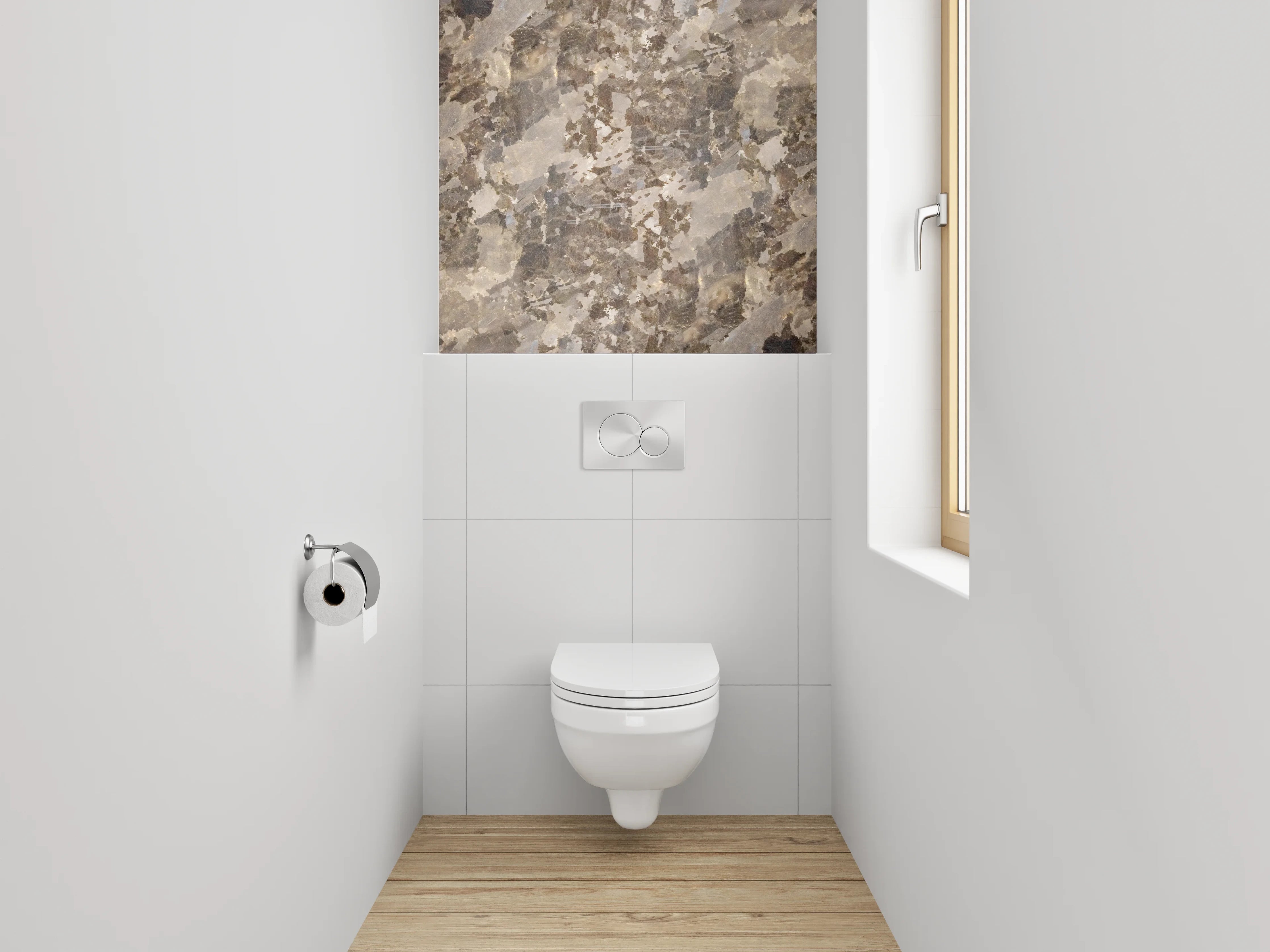 WC-Rückwand - Schimmernde braune Kristallmarmor-Optik