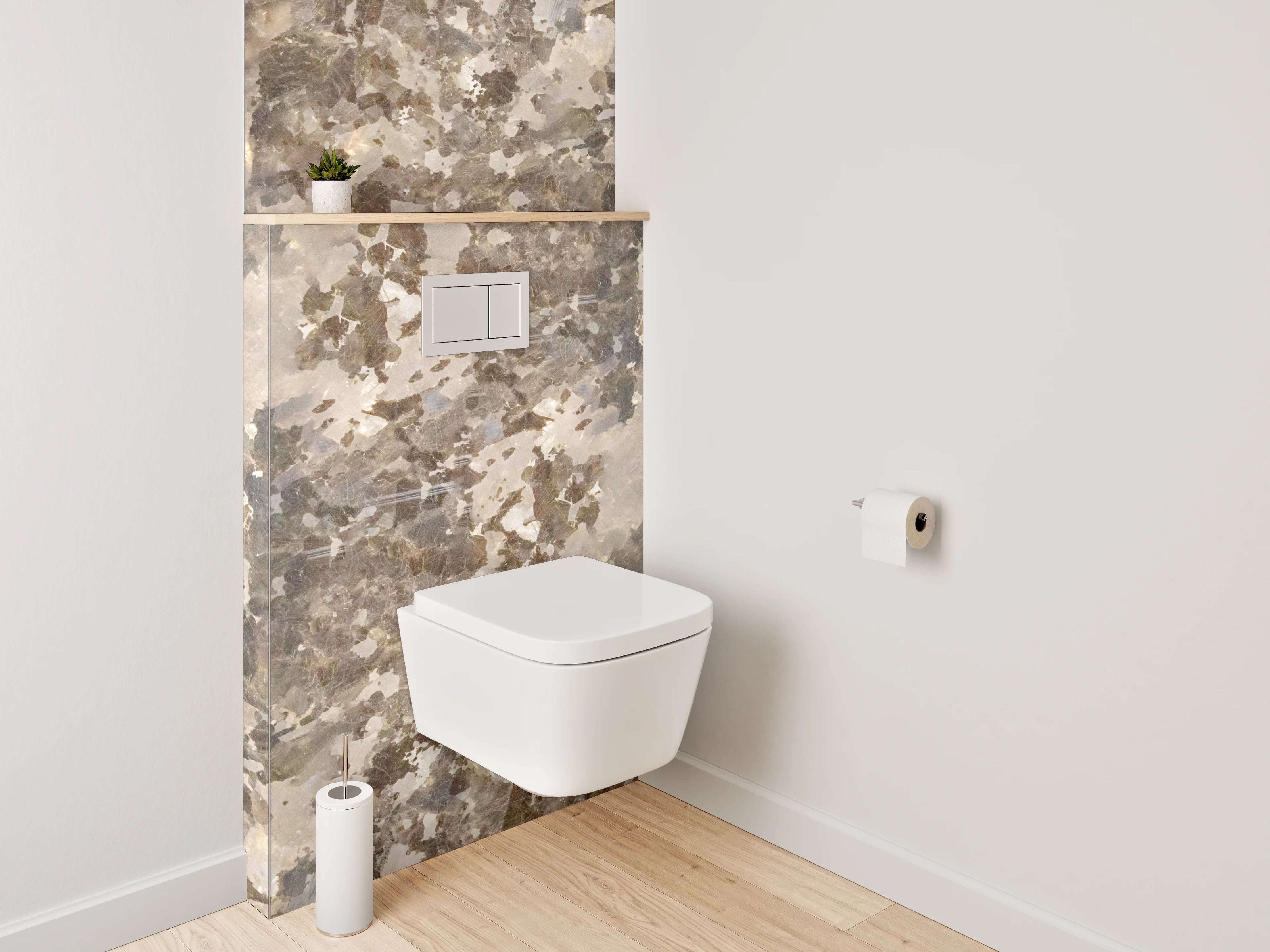 WC-Rückwand - Schimmernde braune Kristallmarmor-Optik