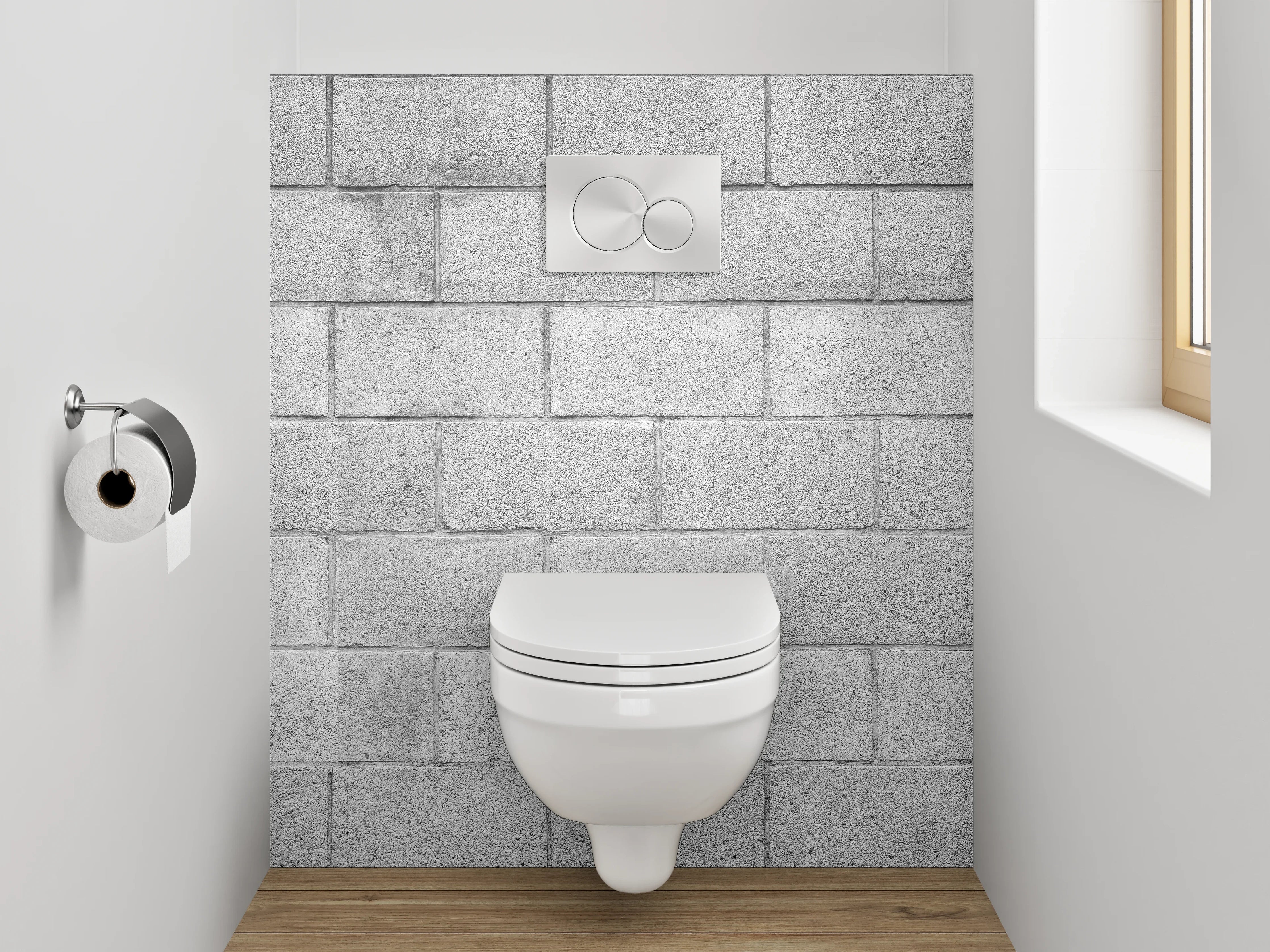 WC-Rückwand - Schlichte graue Fliesenoptik Wanddesign