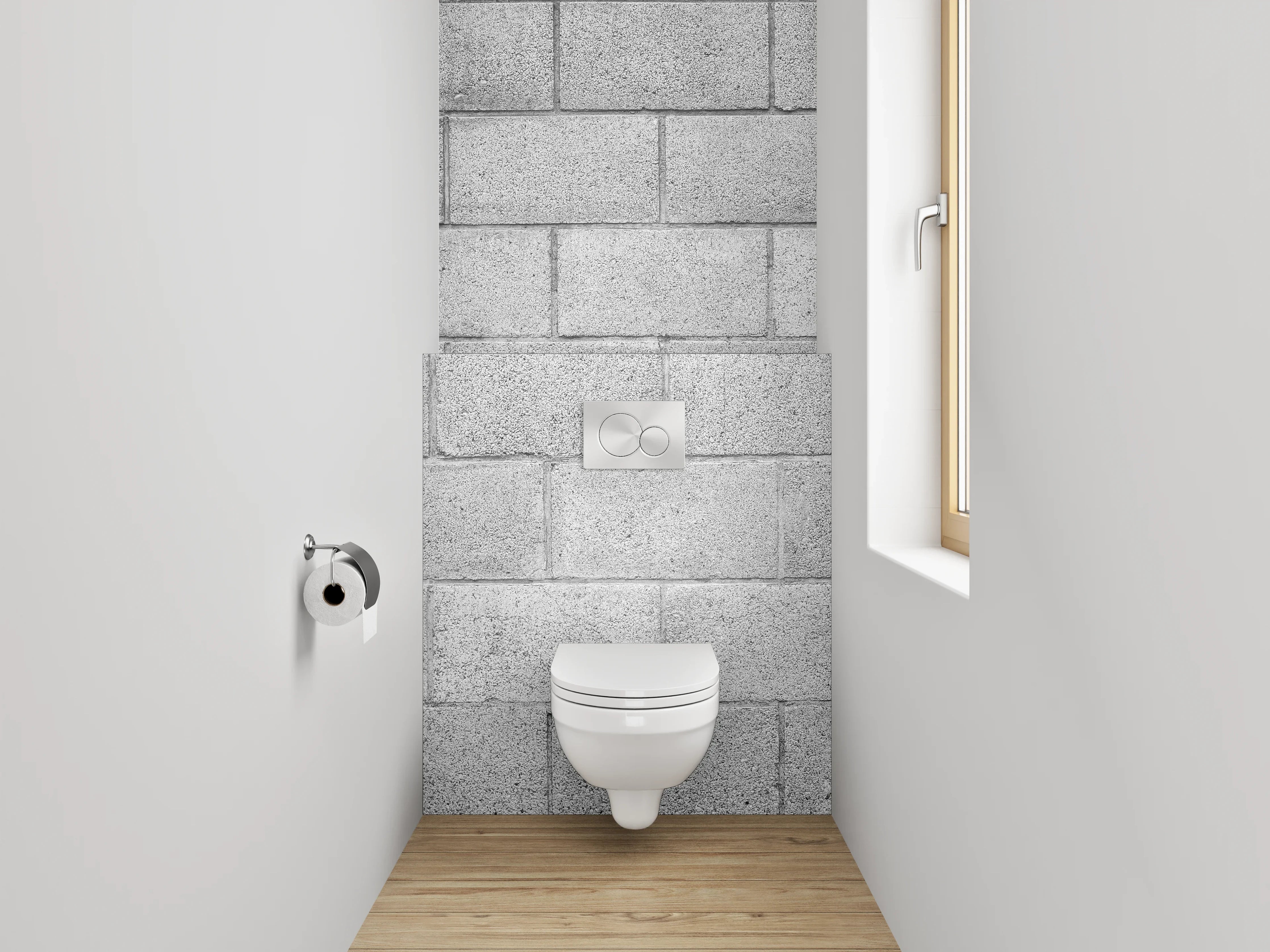 WC-Rückwand - Schlichte graue Fliesenoptik Wanddesign