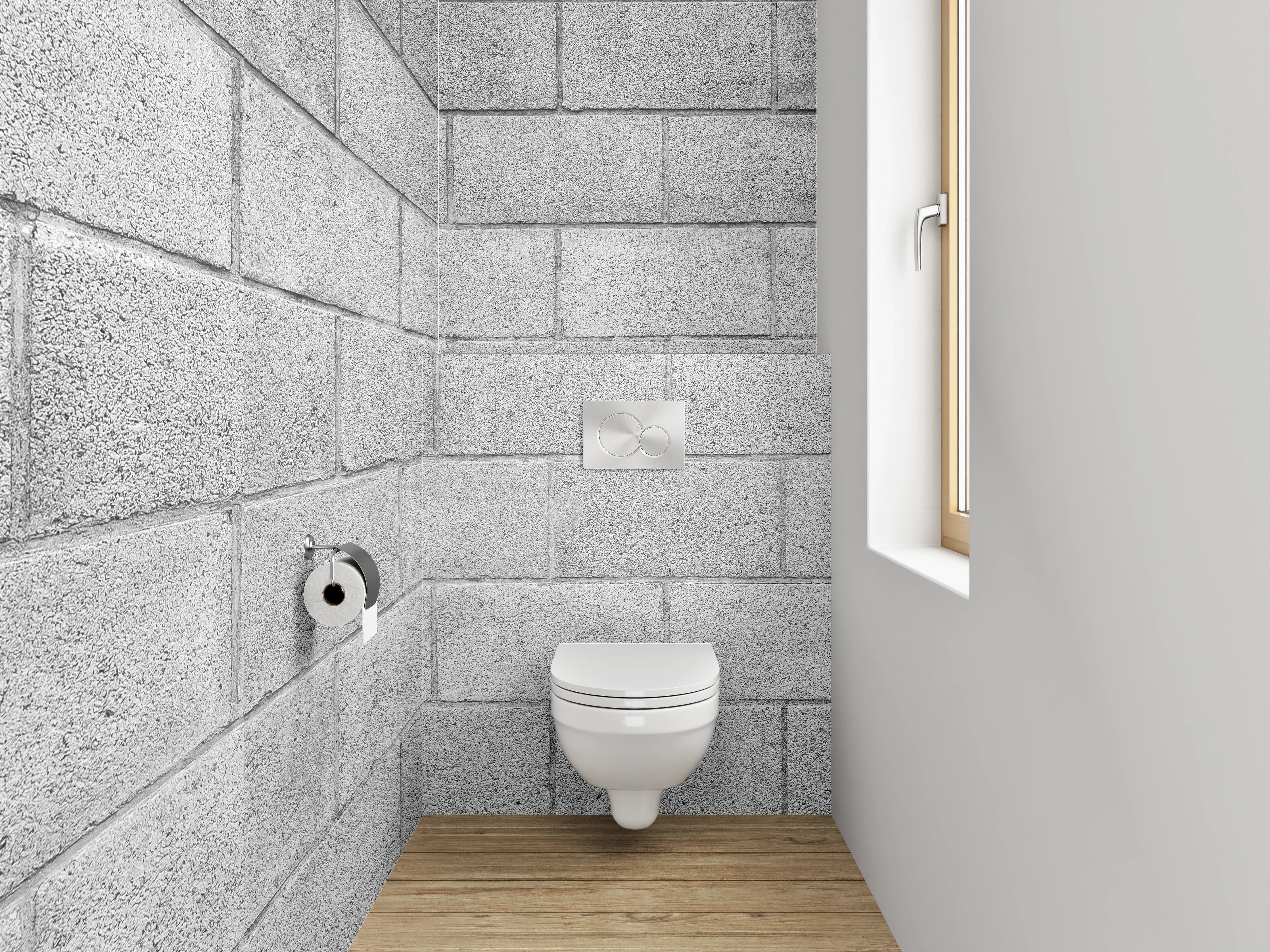 WC-Rückwand - Schlichte graue Fliesenoptik Wanddesign