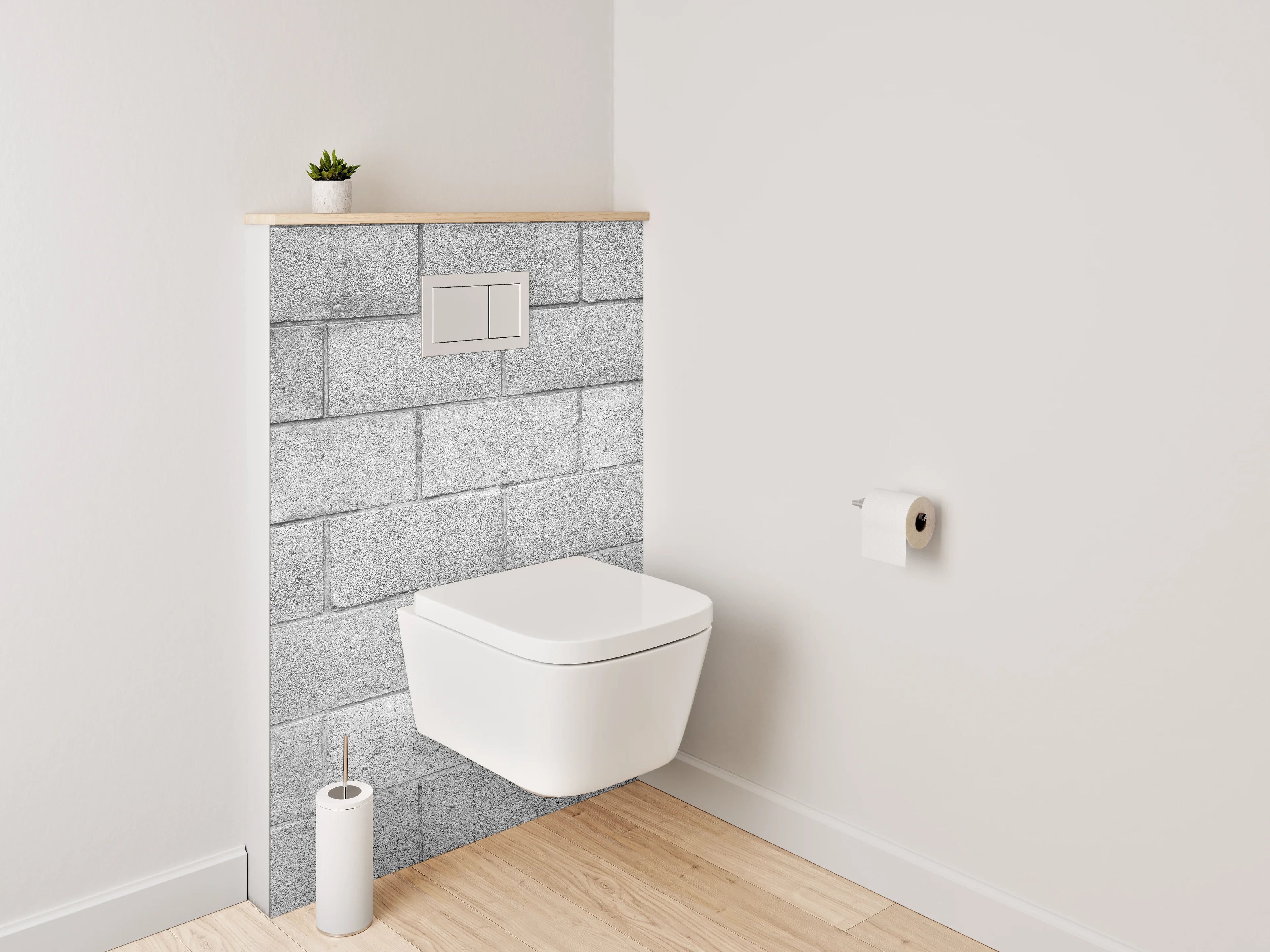 WC-Rückwand - Schlichte graue Fliesenoptik Wanddesign