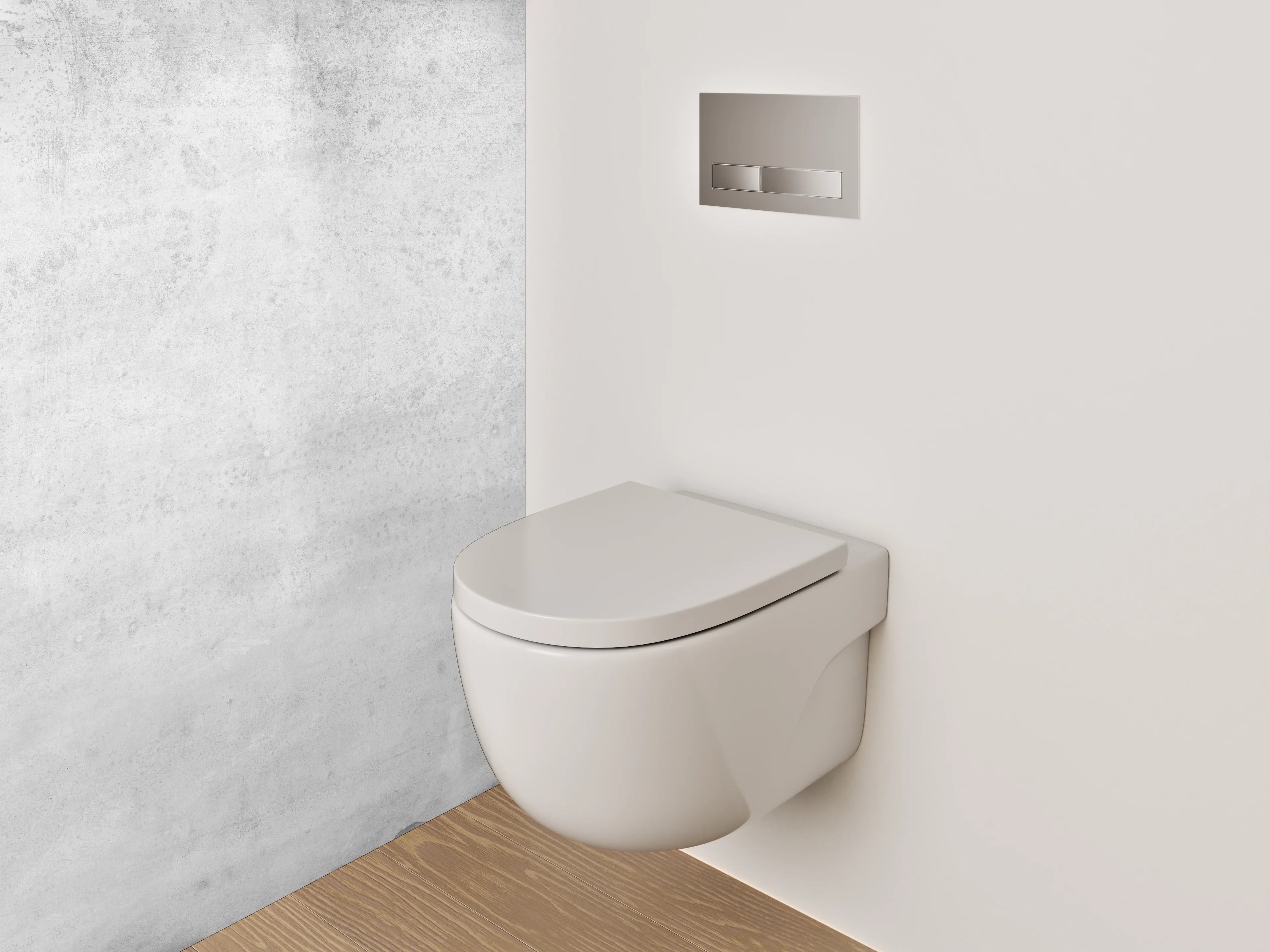 WC-Rückwand - Schlichte weiße Betonoptik mit dezentem Grau