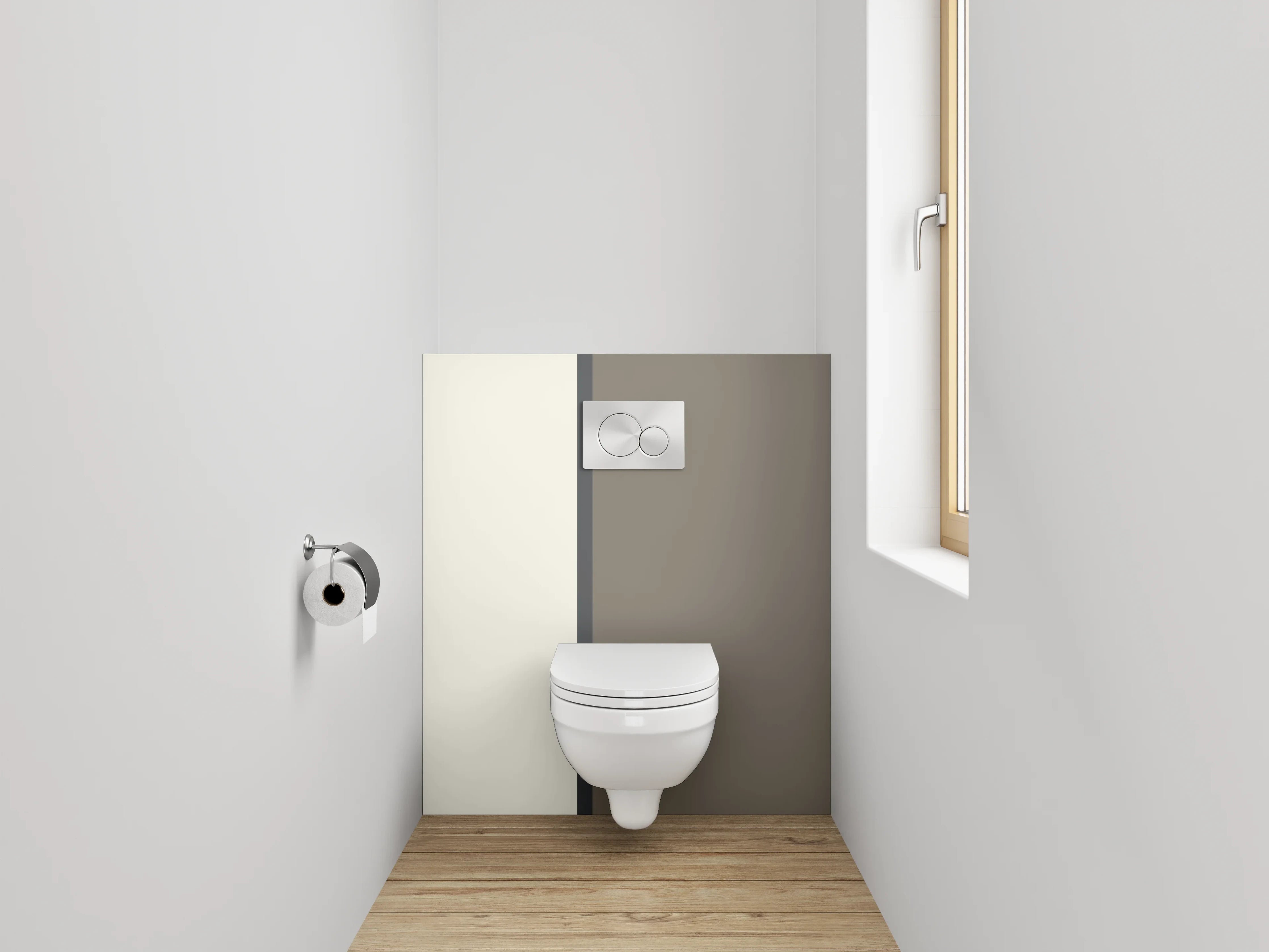 WC-Rückwand - Schlichte weiße und graue Flächenoptik