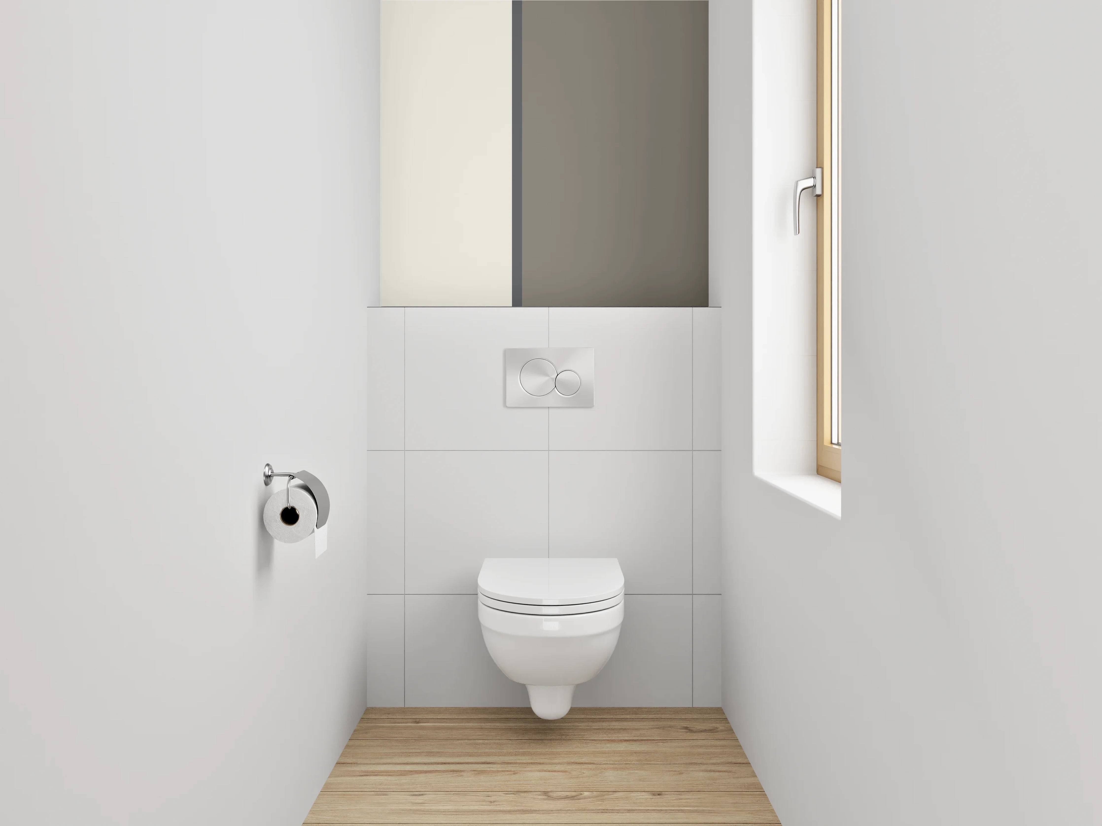 WC-Rückwand - Schlichte weiße und graue Flächenoptik