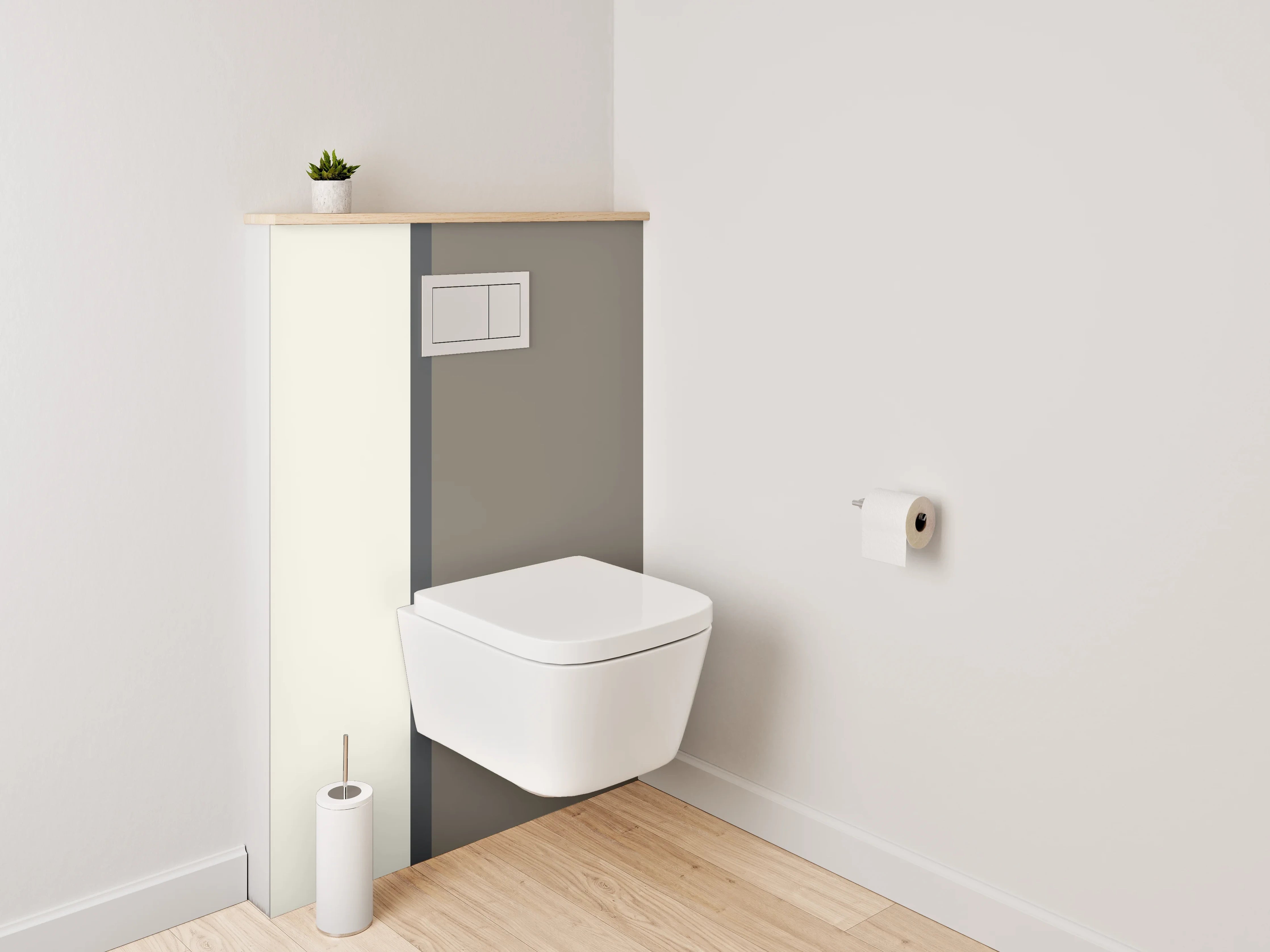 WC-Rückwand - Schlichte weiße und graue Flächenoptik