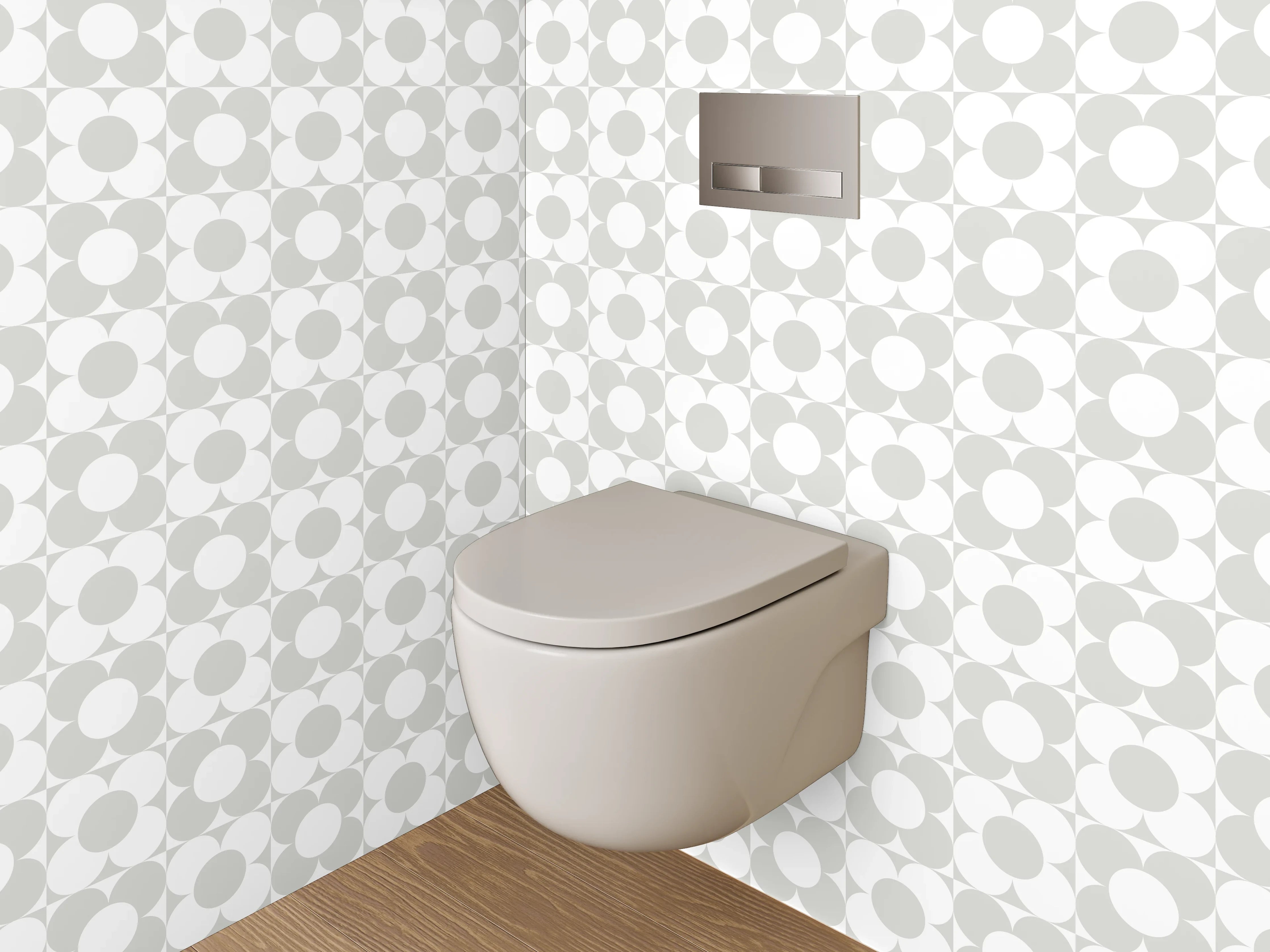 WC-Rückwand - Schlichtes Retro Muster Grau Weiß