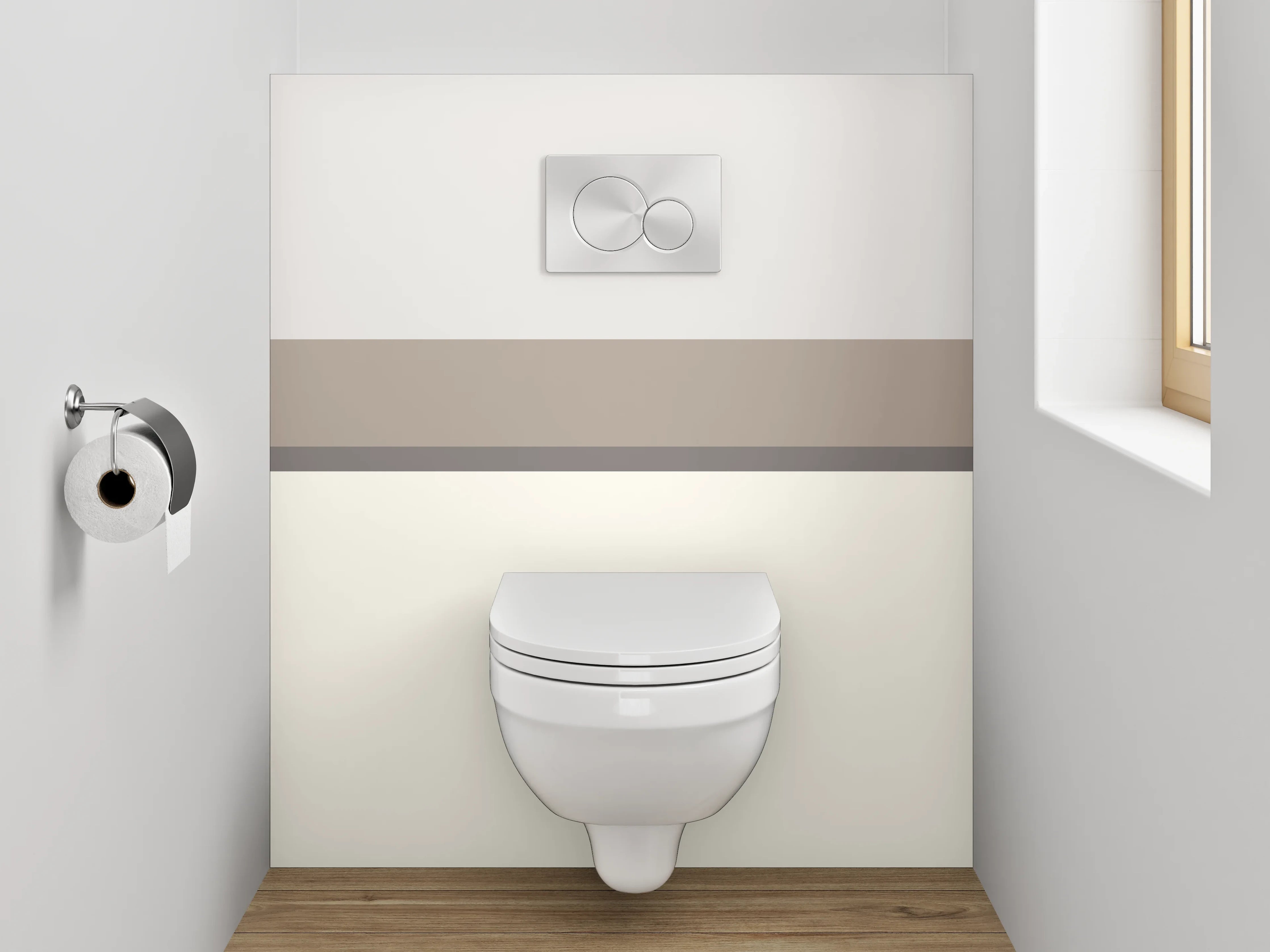 WC-Rückwand - Schlichtes Weiß-Grau Minimal-Dekor