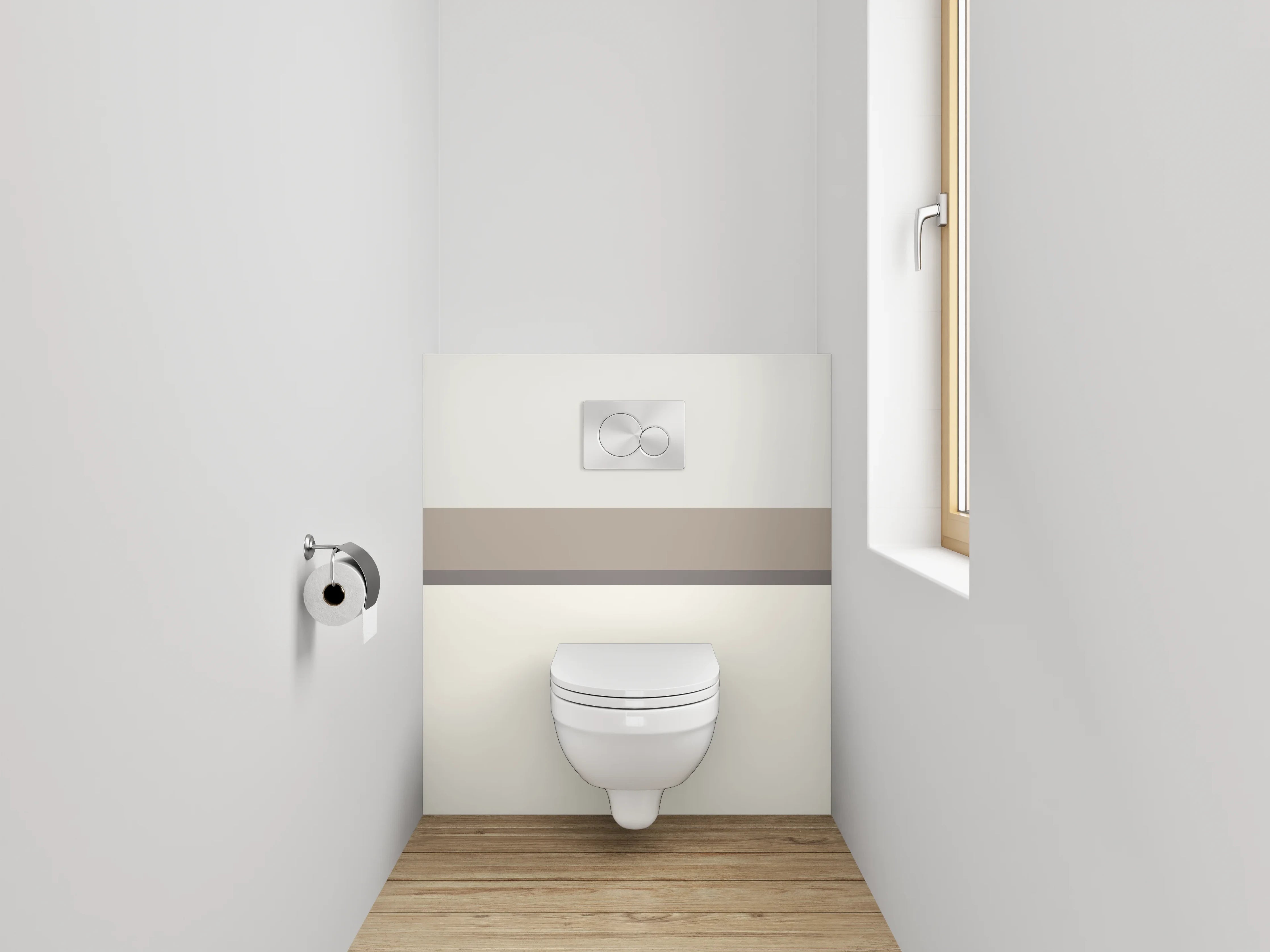 WC-Rückwand - Schlichtes Weiß-Grau Minimal-Dekor