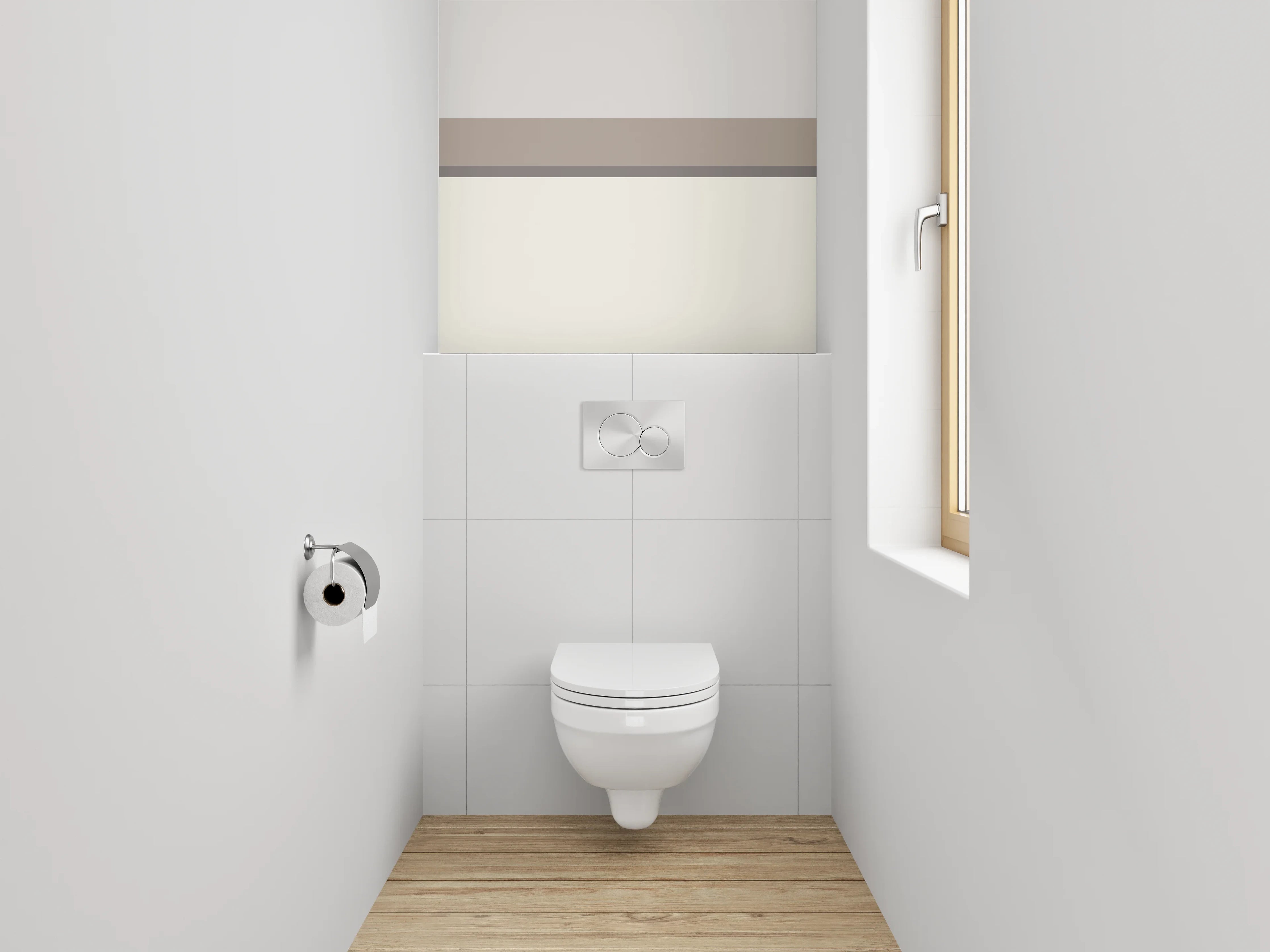 WC-Rückwand - Schlichtes Weiß-Grau Minimal-Dekor