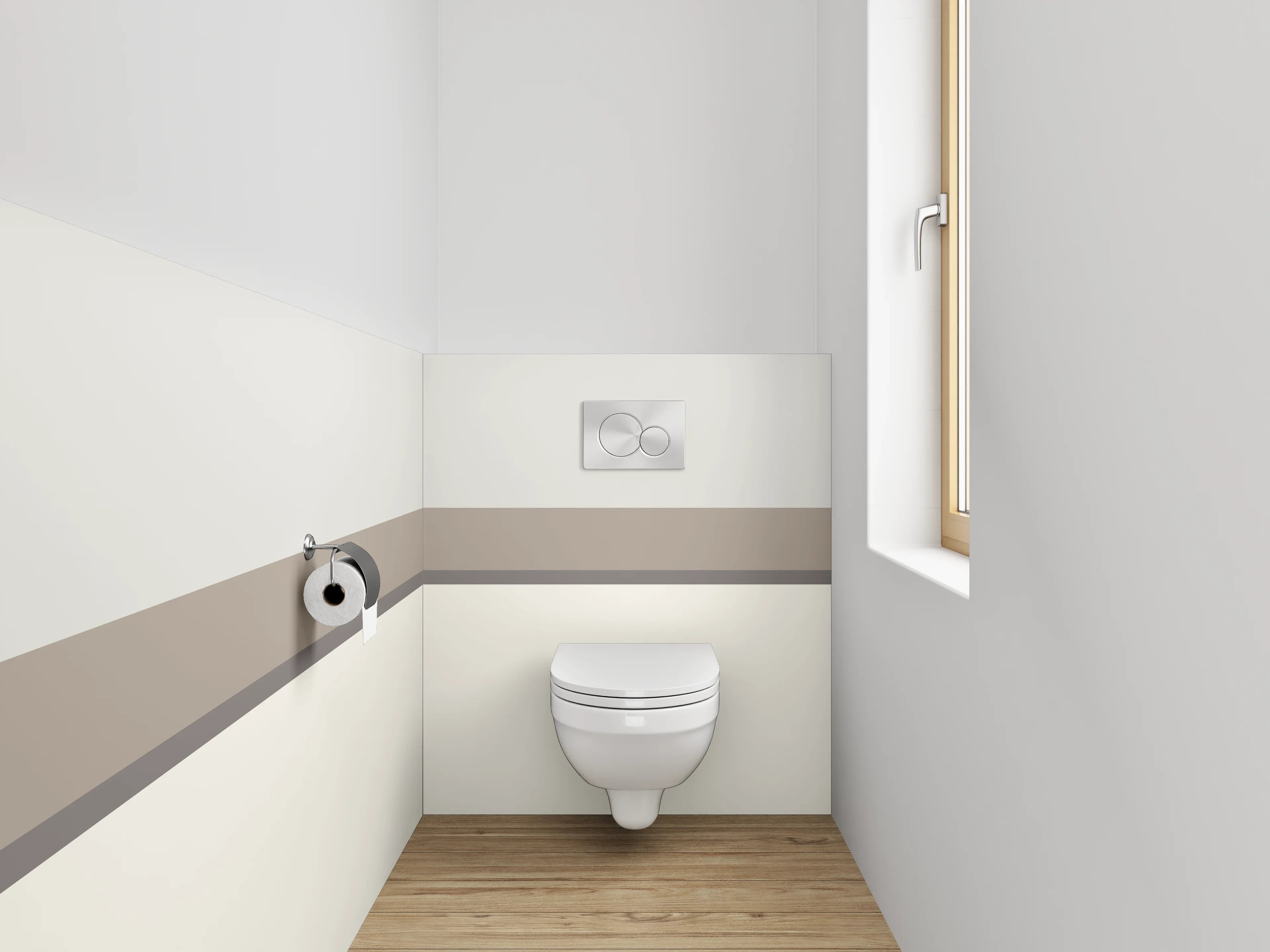 WC-Rückwand - Schlichtes Weiß-Grau Minimal-Dekor