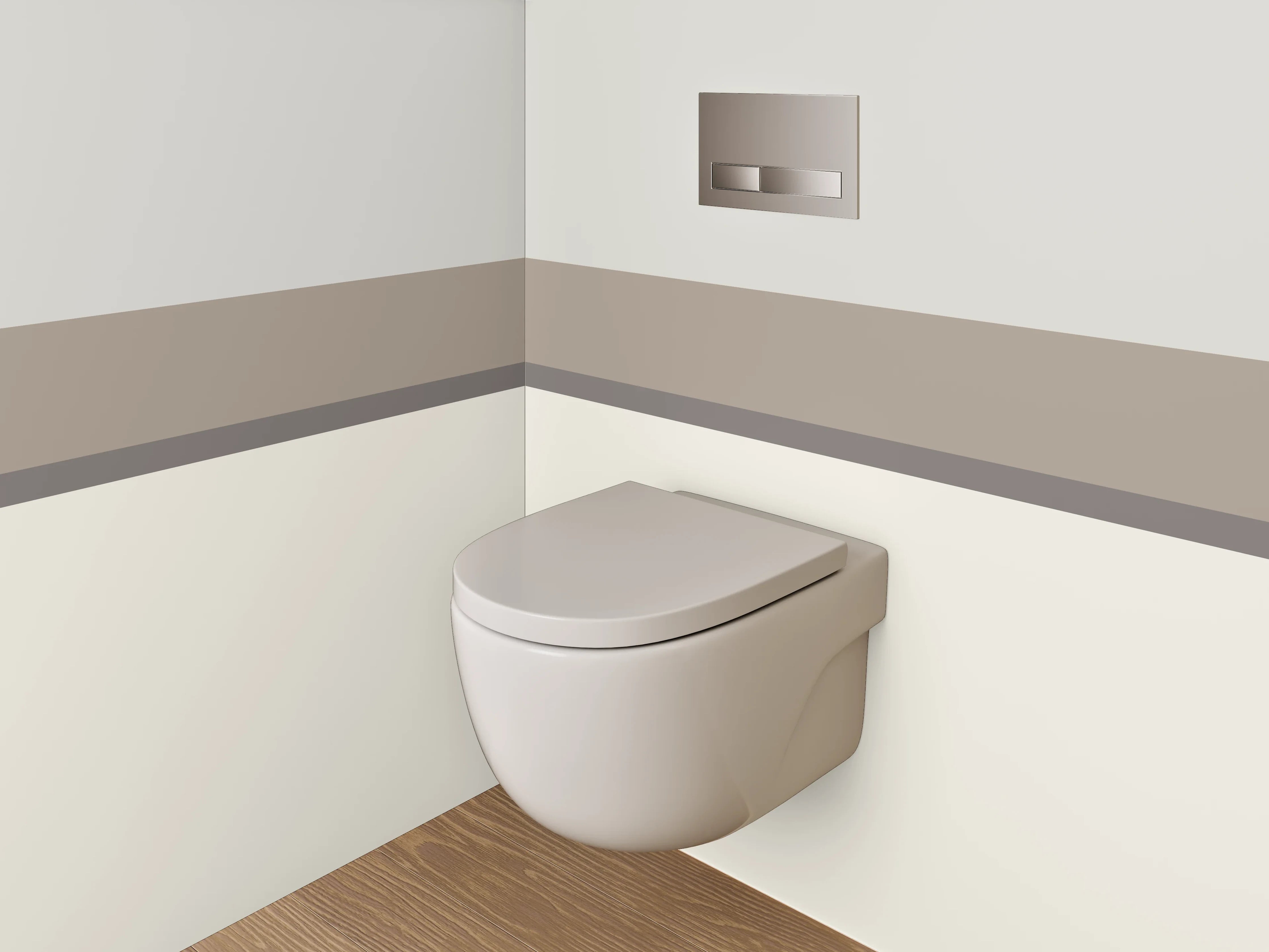 WC-Rückwand - Schlichtes Weiß-Grau Minimal-Dekor