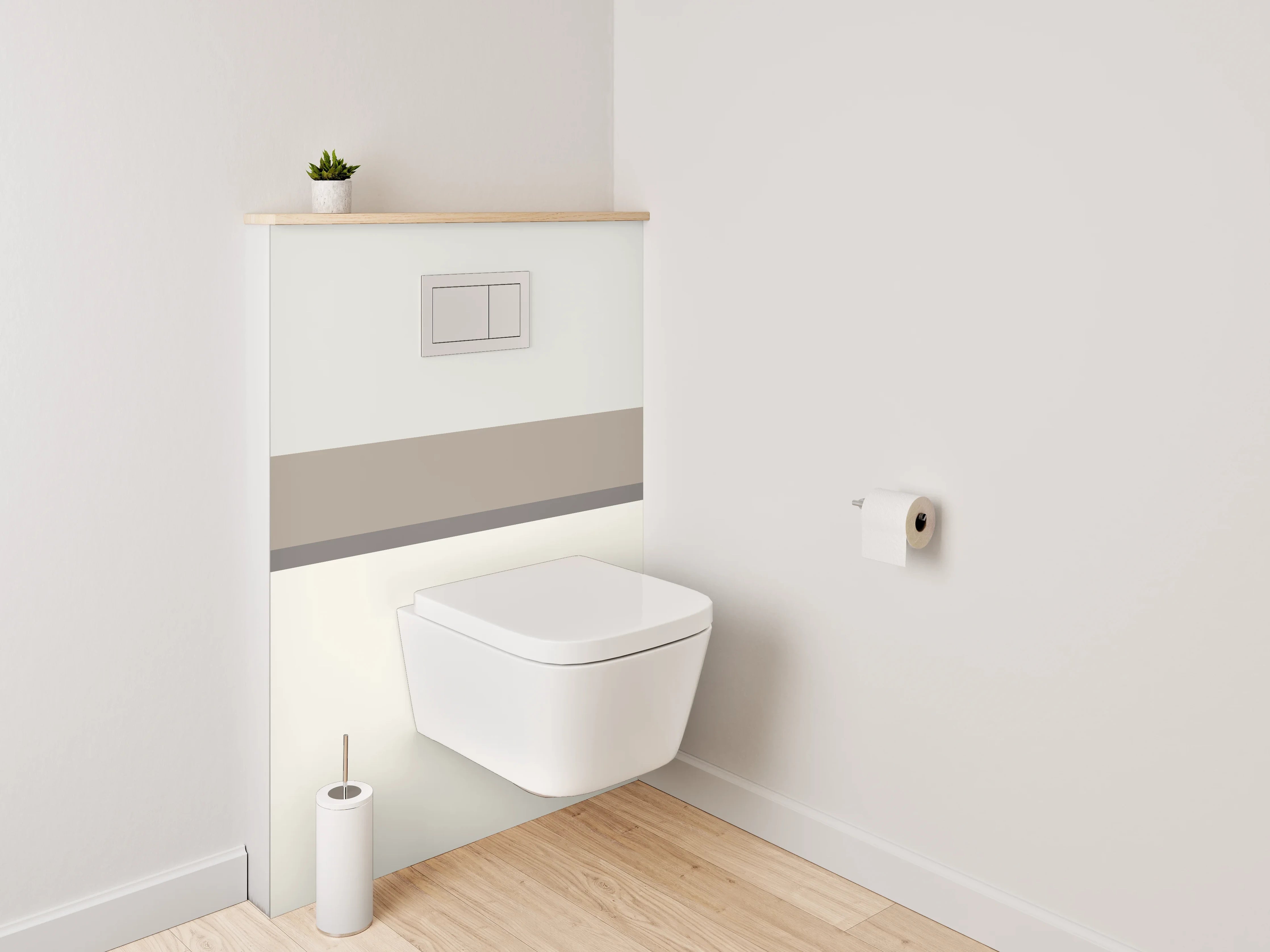 WC-Rückwand - Schlichtes Weiß-Grau Minimal-Dekor