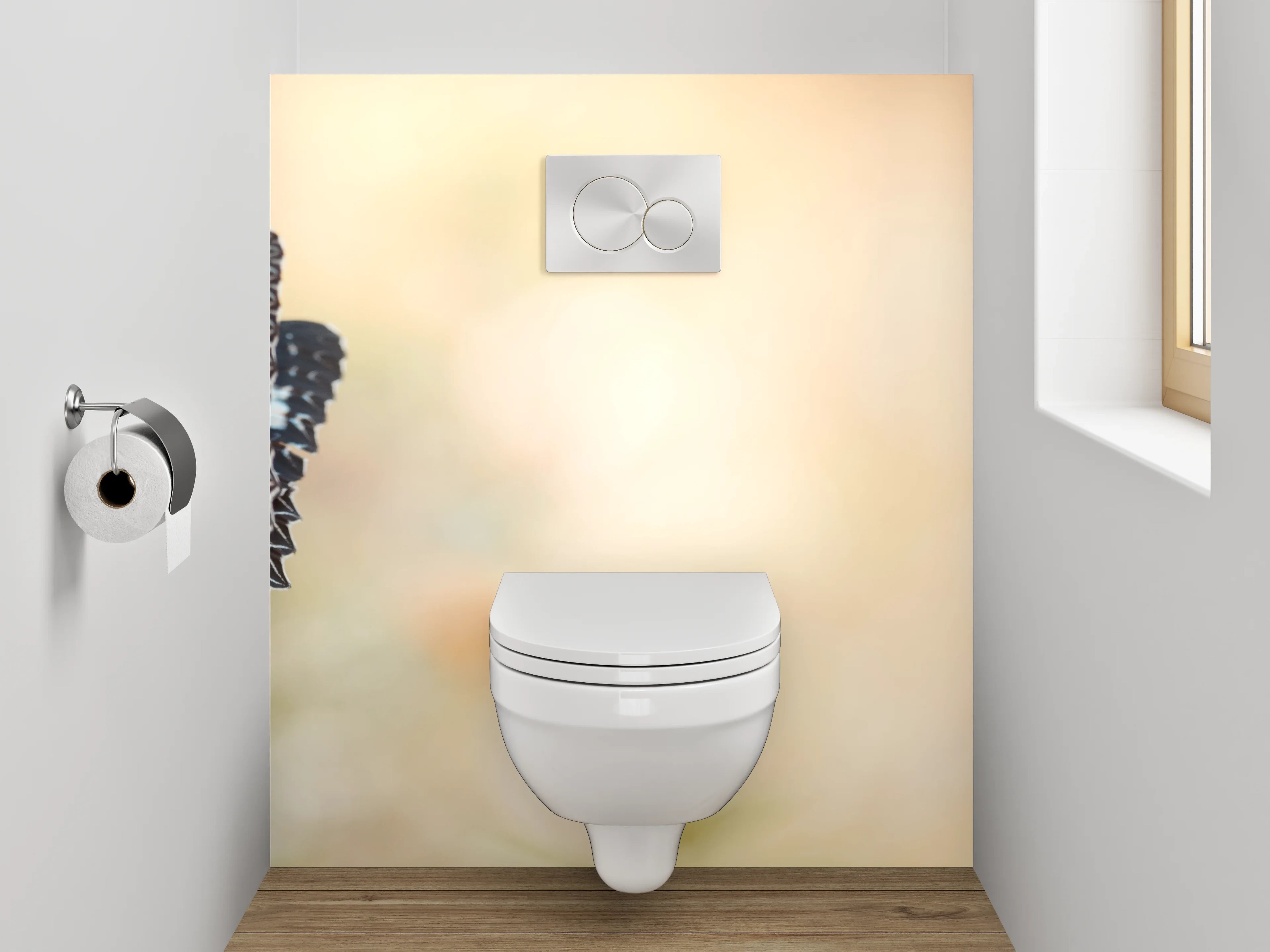 WC-Rückwand - Schmetterling auf Blüte im Sonnenlicht