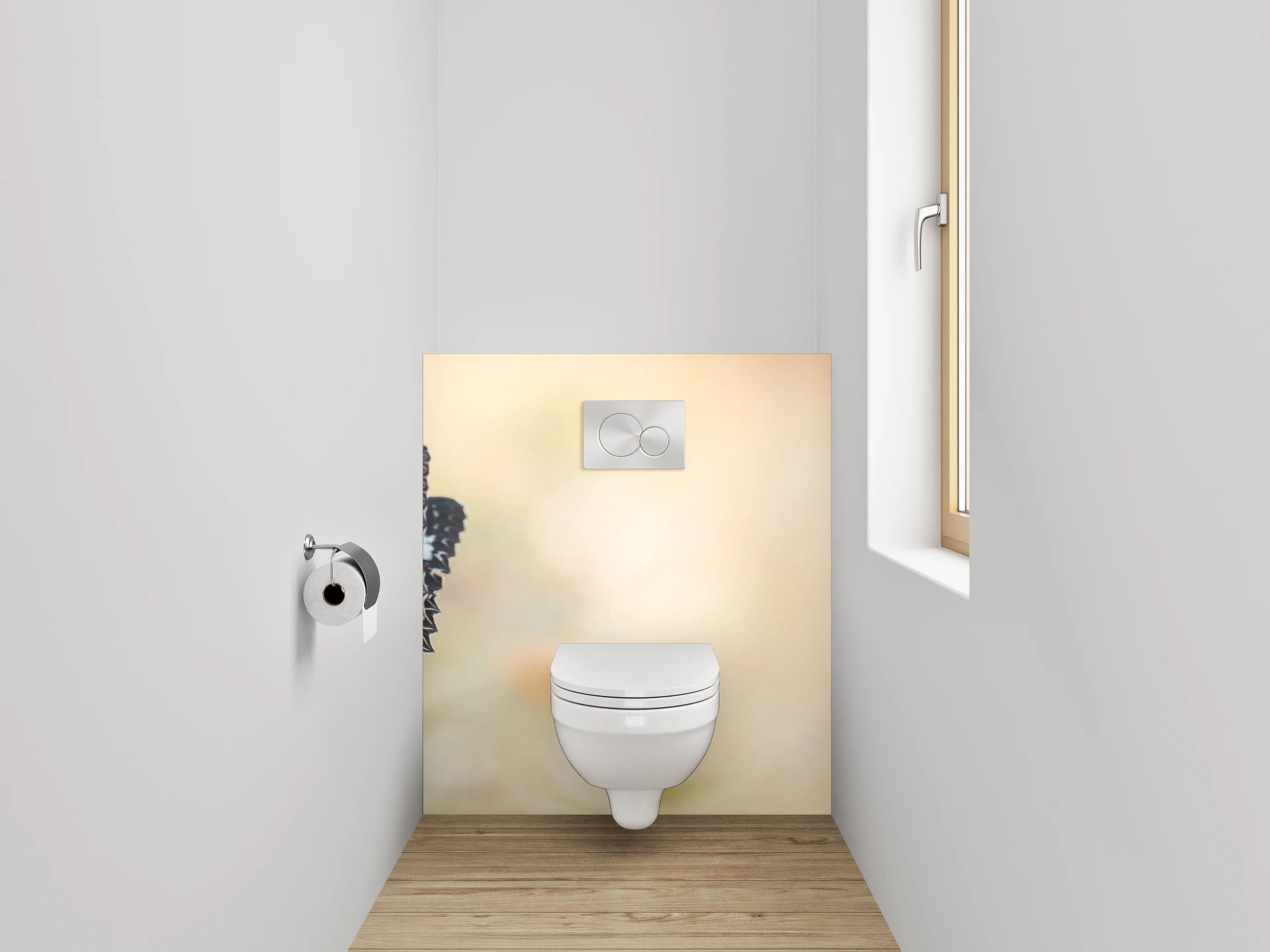 WC-Rückwand - Schmetterling auf Blüte im Sonnenlicht