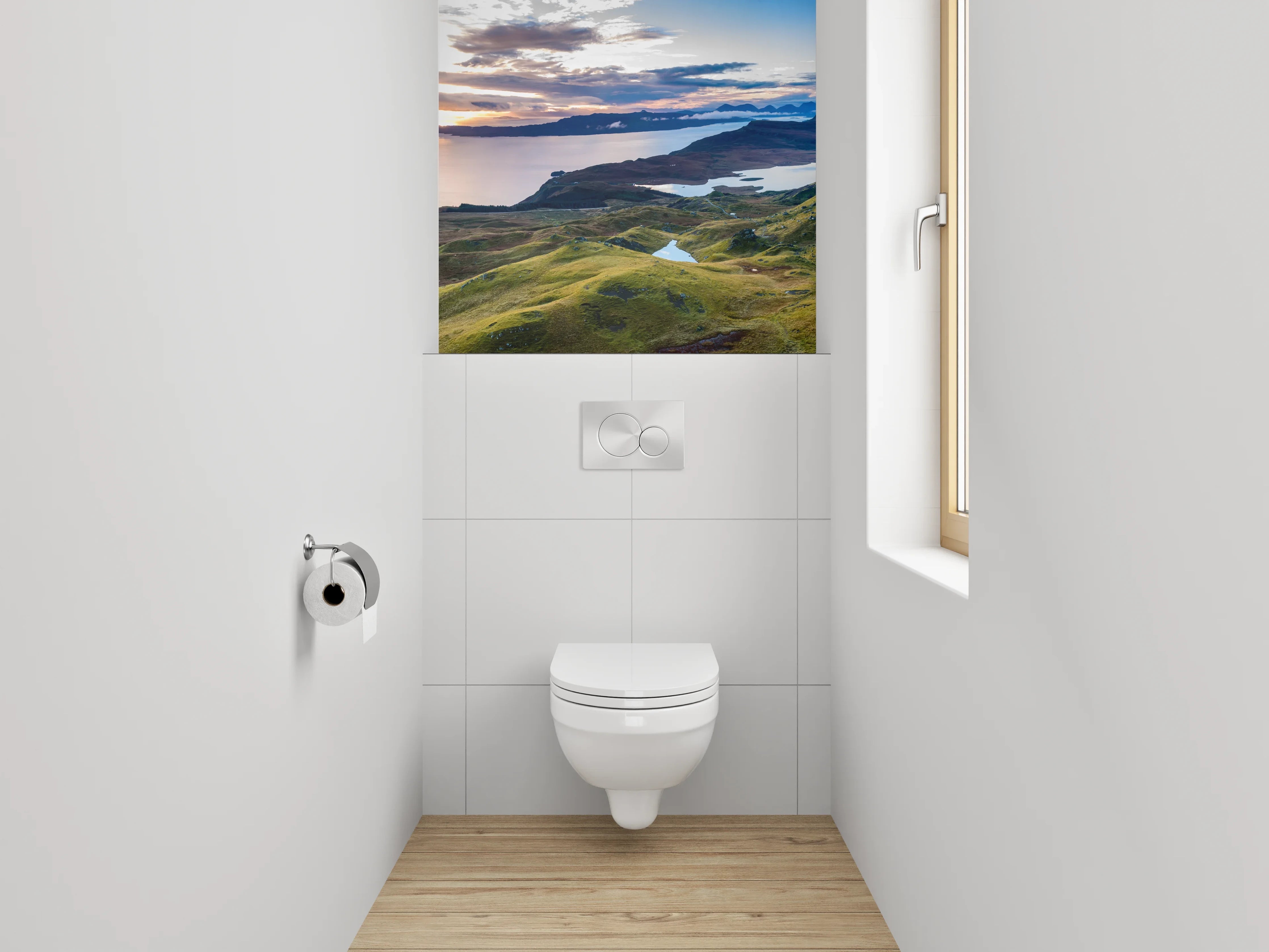 WC-Rückwand - Schottische Highlands Panorama Sonnenuntergang