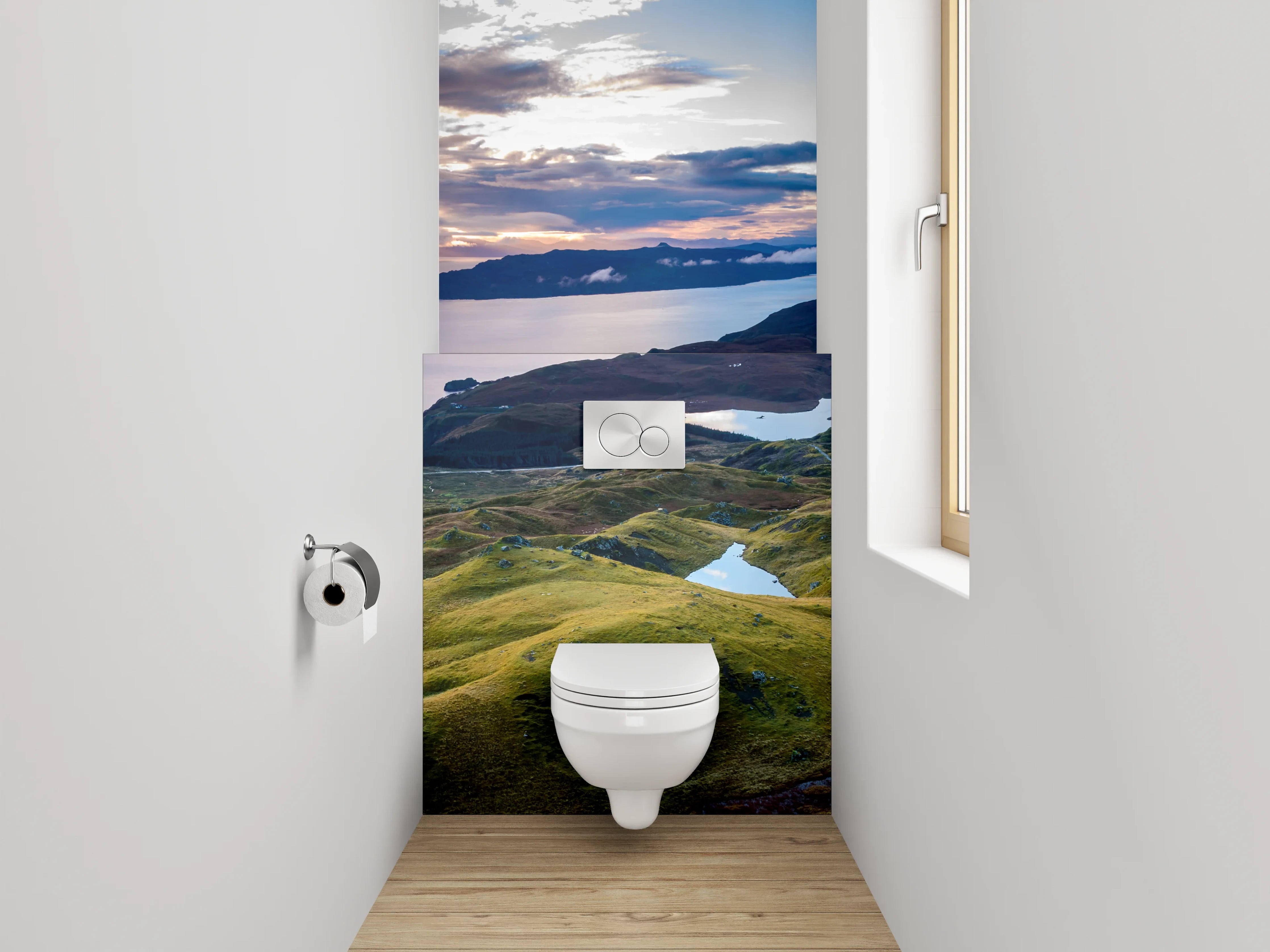 WC-Rückwand - Schottische Highlands Panorama Sonnenuntergang