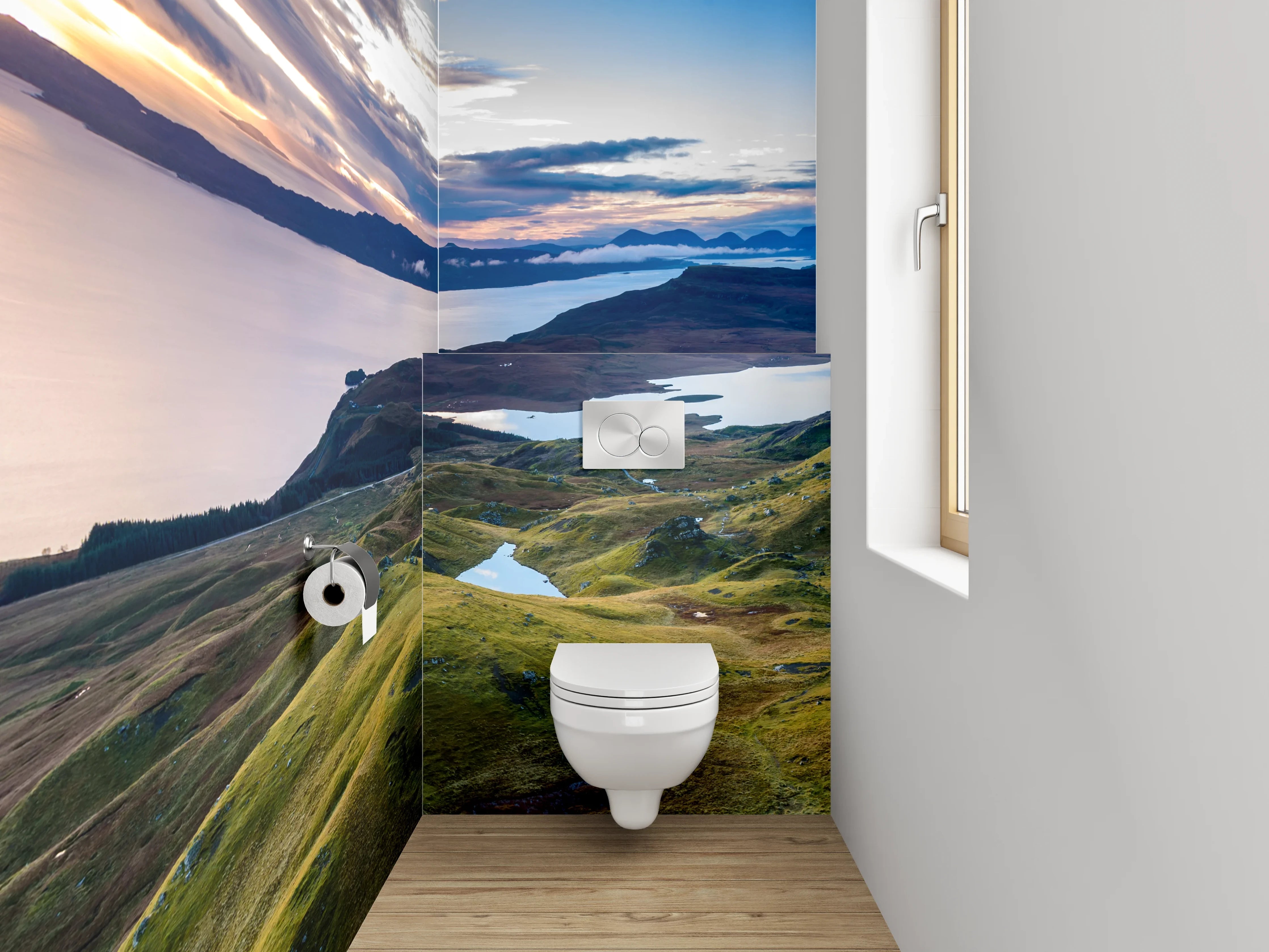 WC-Rückwand - Schottische Highlands Panorama Sonnenuntergang