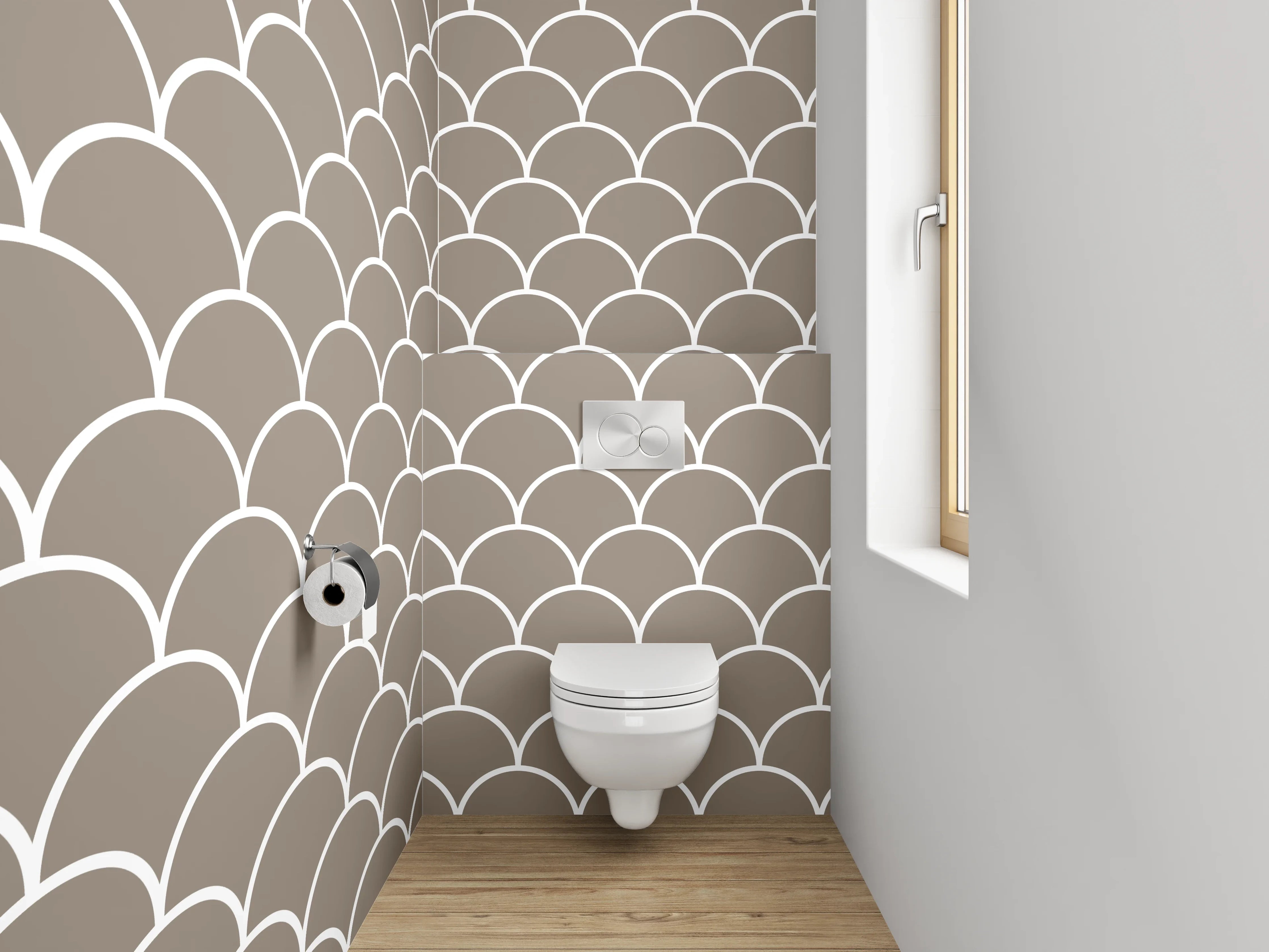 WC-Rückwand - Schuppenmuster Beige Minimalistisch