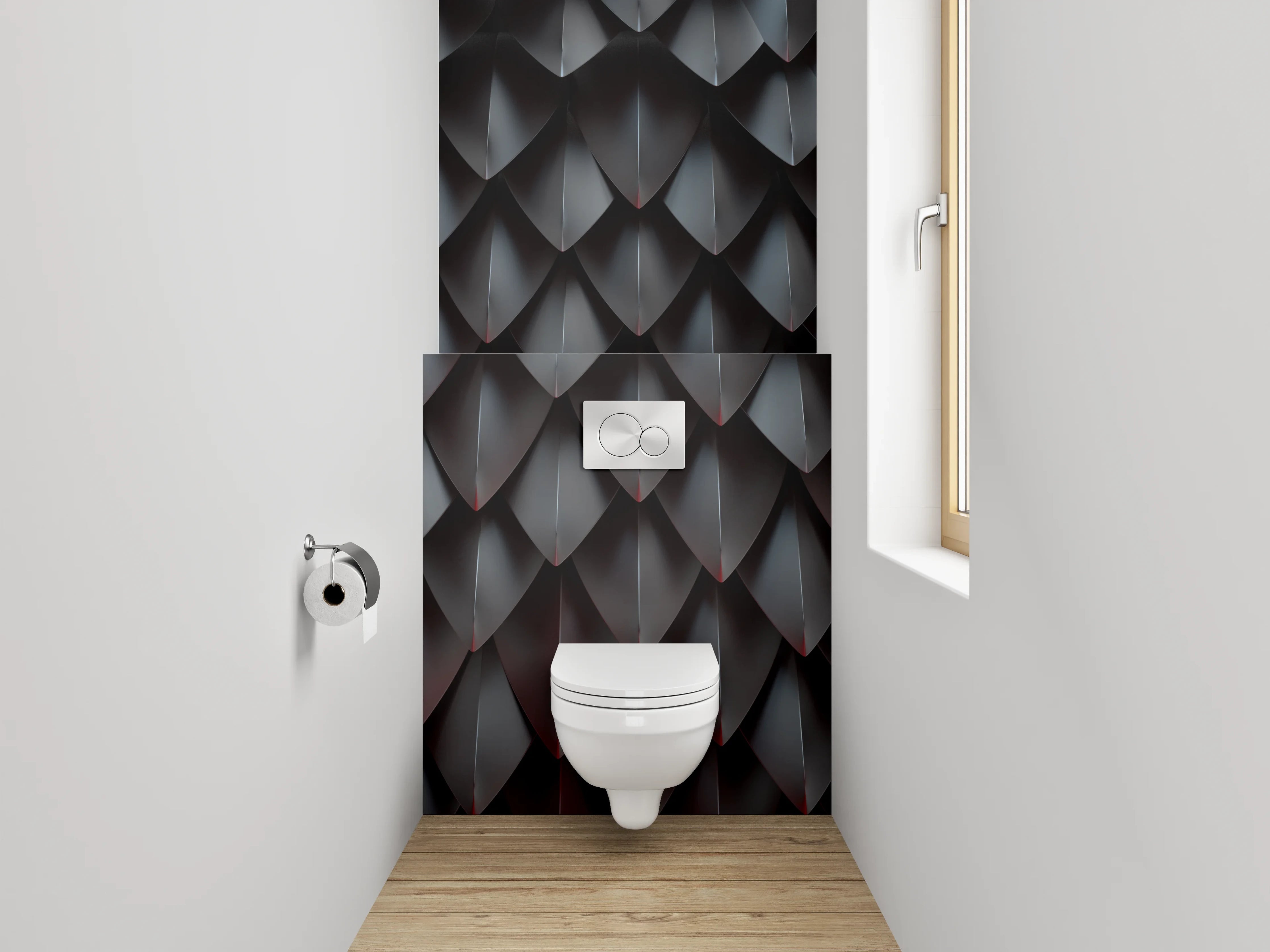 WC-Rückwand - Schuppenmuster Schwarz Metallic