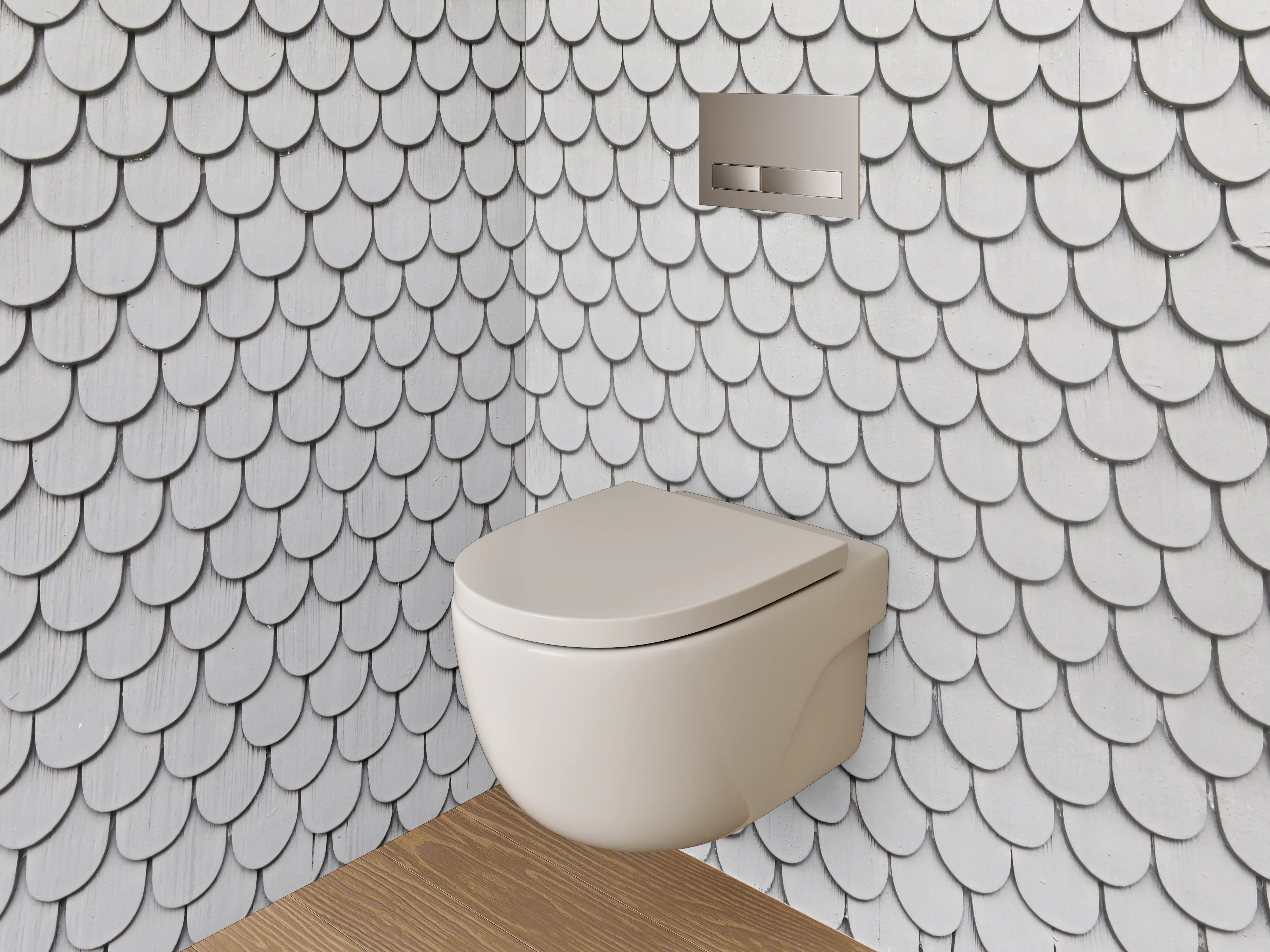 WC-Rückwand - Schuppenschindel Muster Weiß-Grau