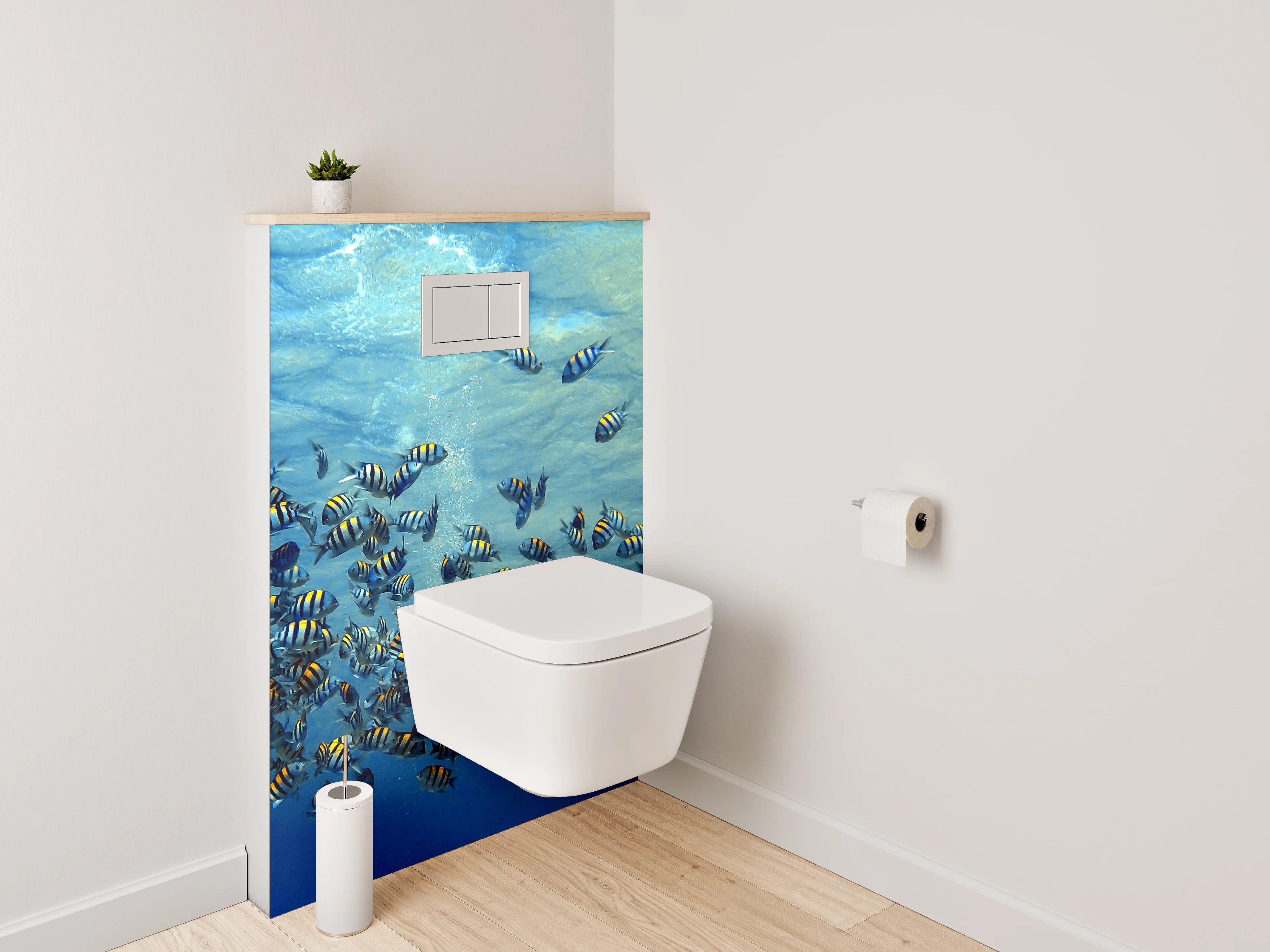 WC-Rückwand - Schwarmfische Unterwasser Panorama