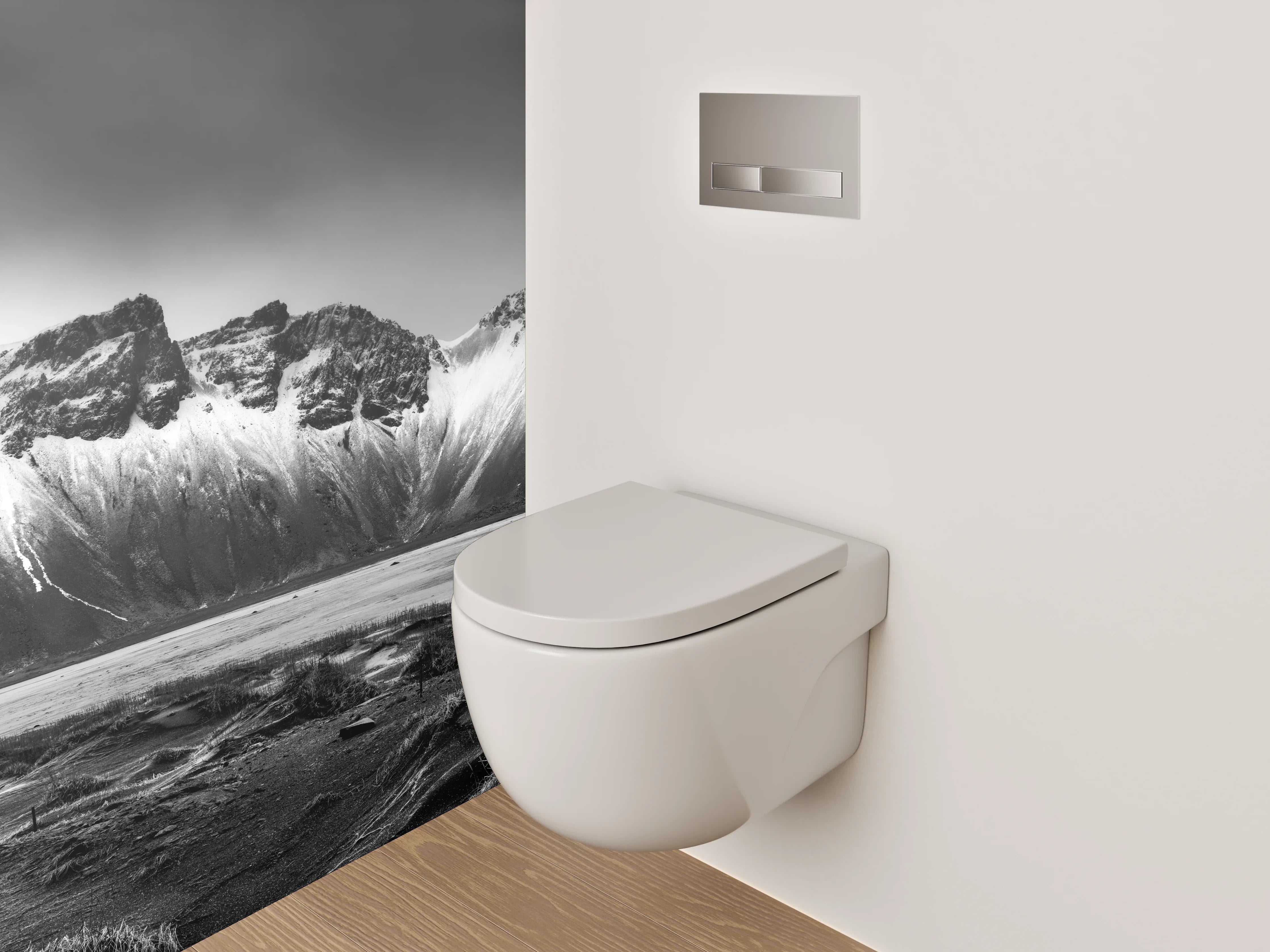 WC-Rückwand - Schwarz-Weiß Berglandschaft Panorama Fotokunst