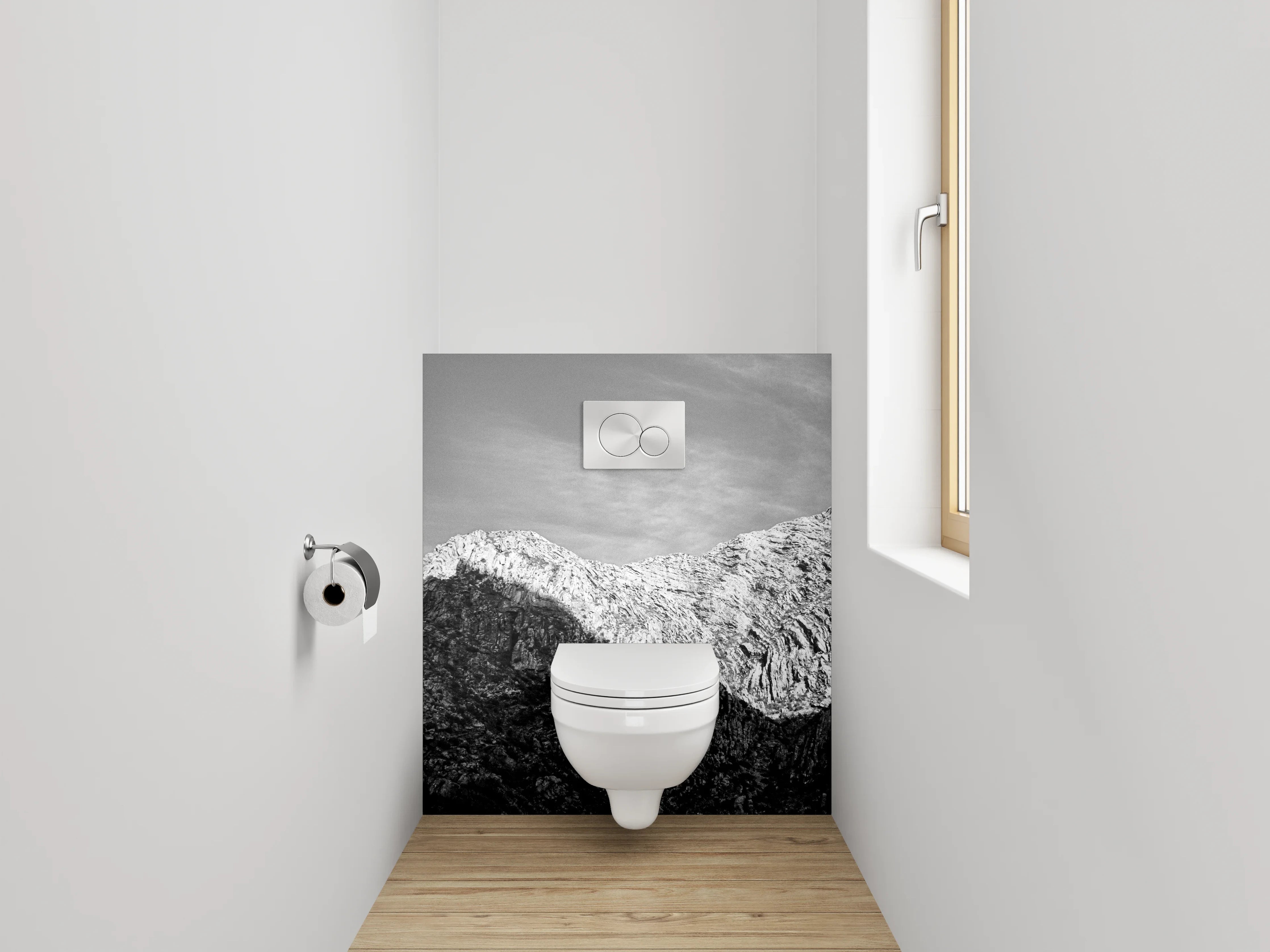 WC-Rückwand - Schwarz-Weiß Gebirge Landschaft Fotografie