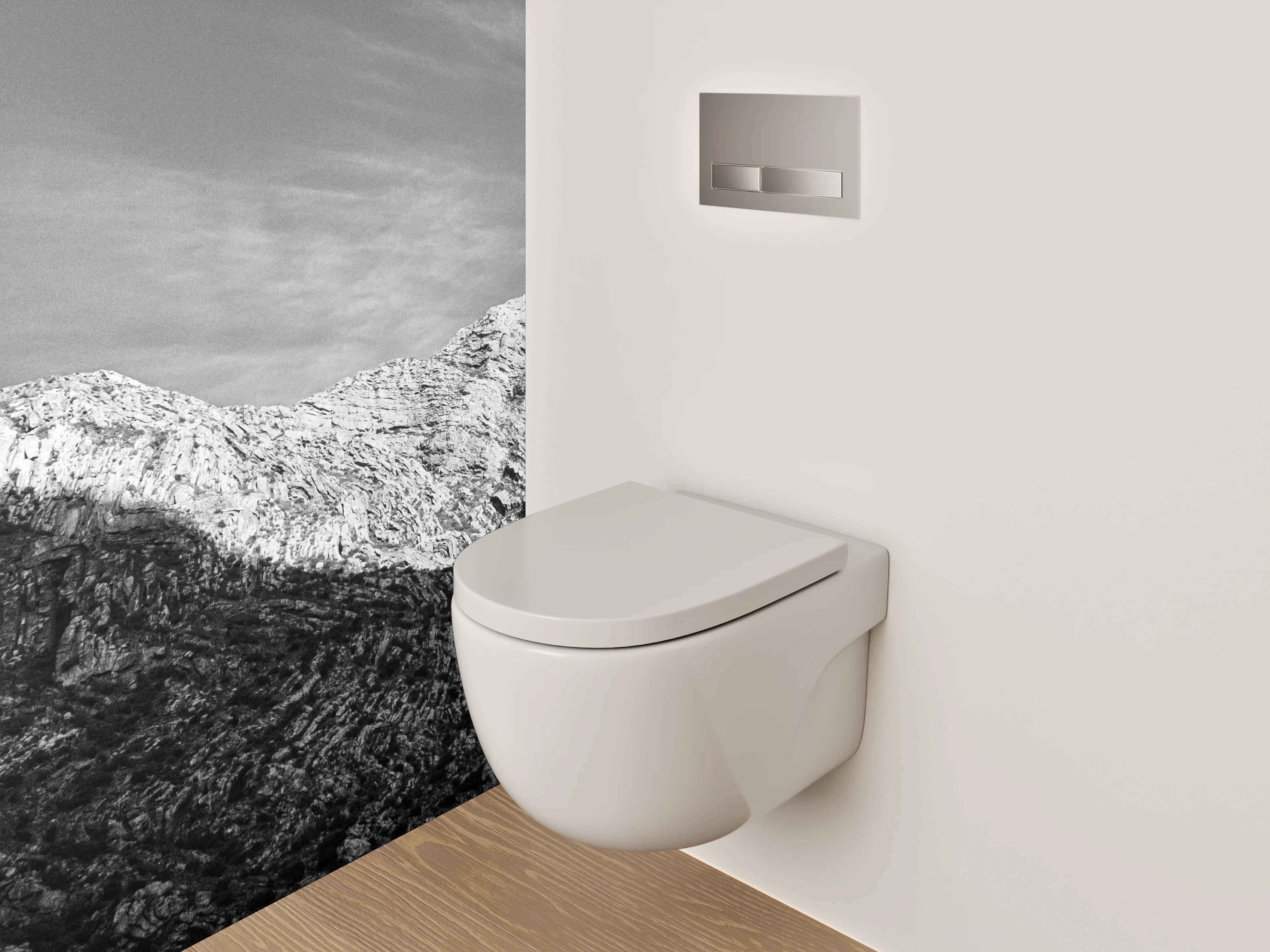 WC-Rückwand - Schwarz-Weiß Gebirge Landschaft Fotografie