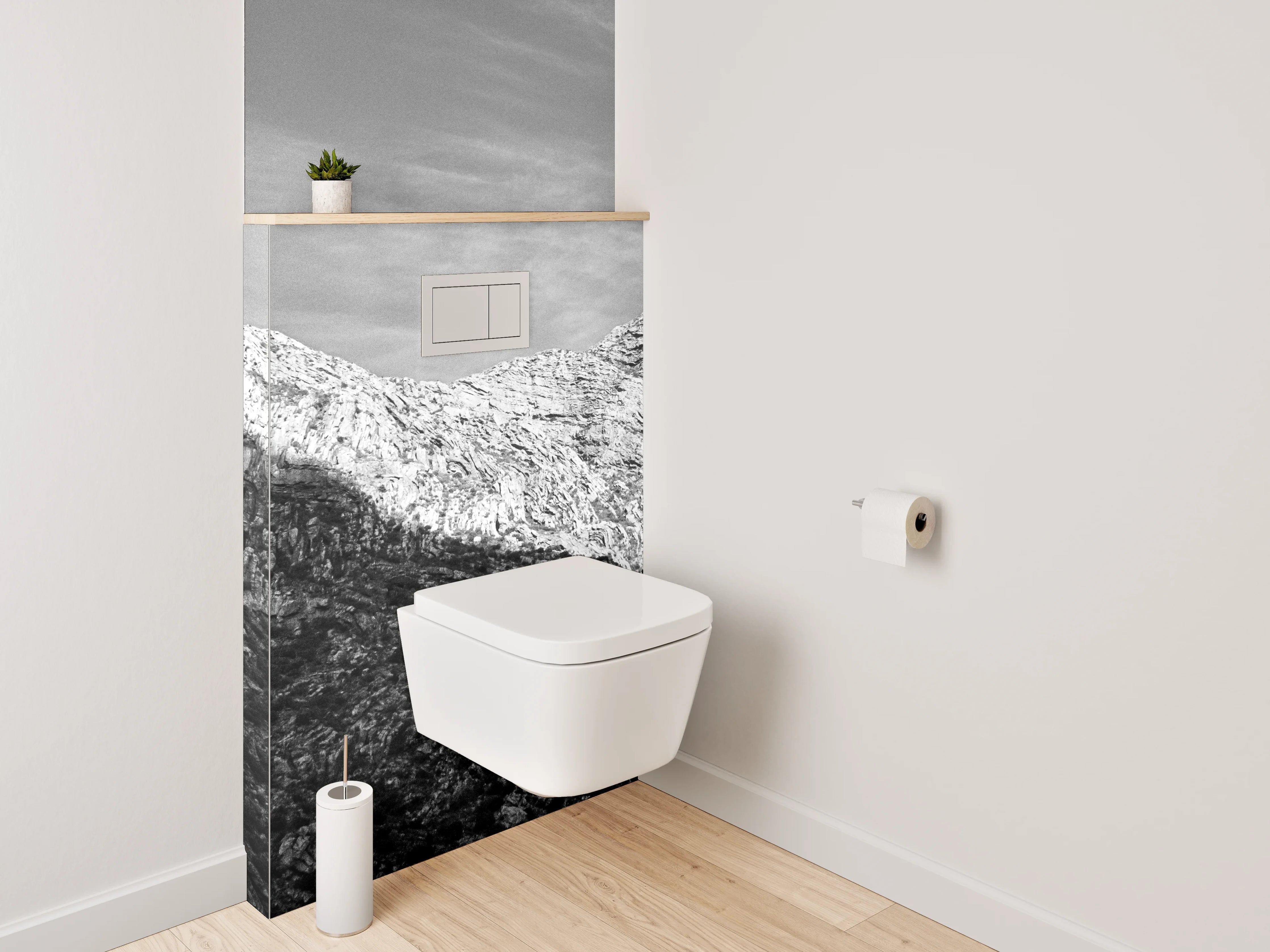 WC-Rückwand - Schwarz-Weiß Gebirge Landschaft Fotografie