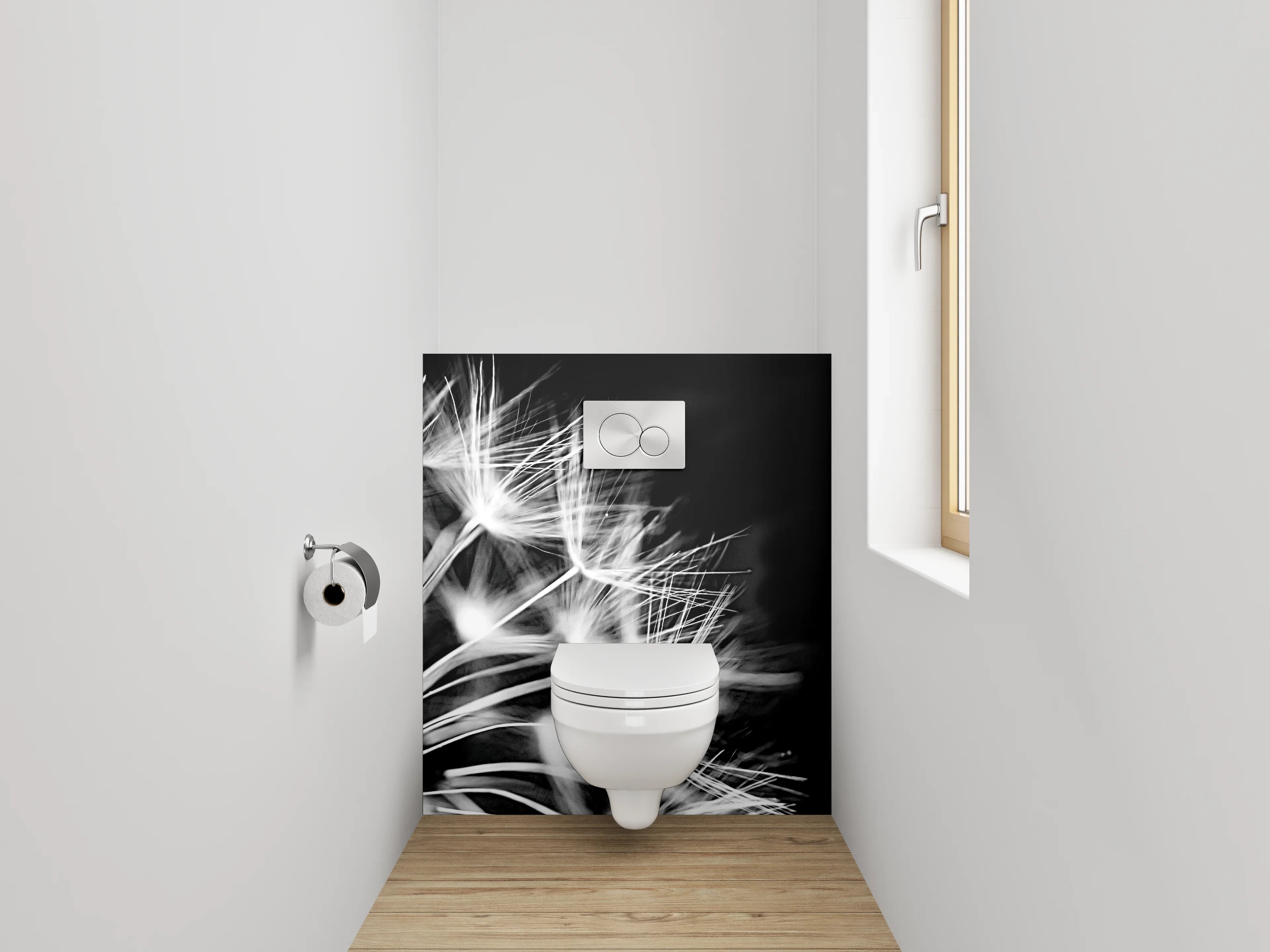 WC-Rückwand - Schwarz-Weiß Pusteblume Fotokunst